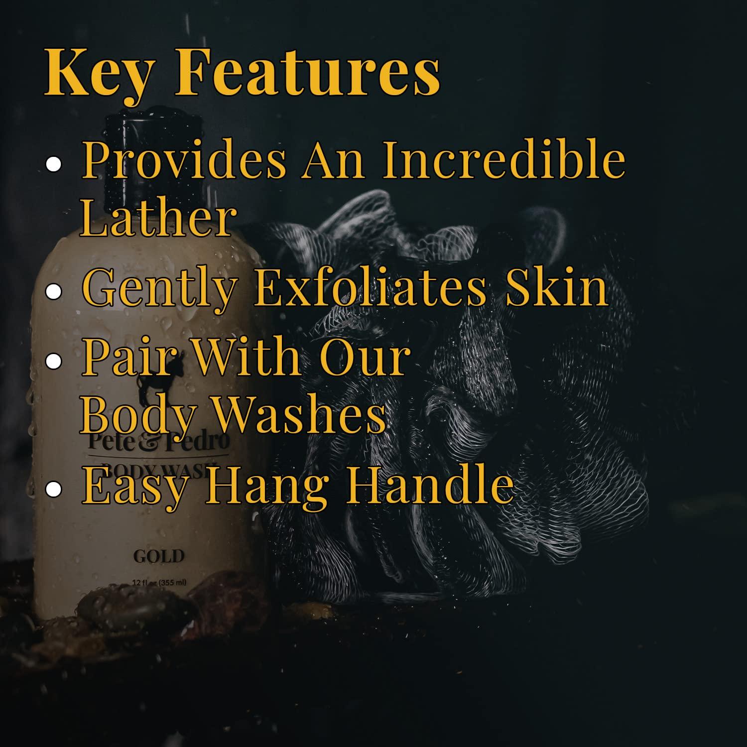 Esponja de Lufa Negra Pete & Pedro | Exfoliadora Suave para Ducha