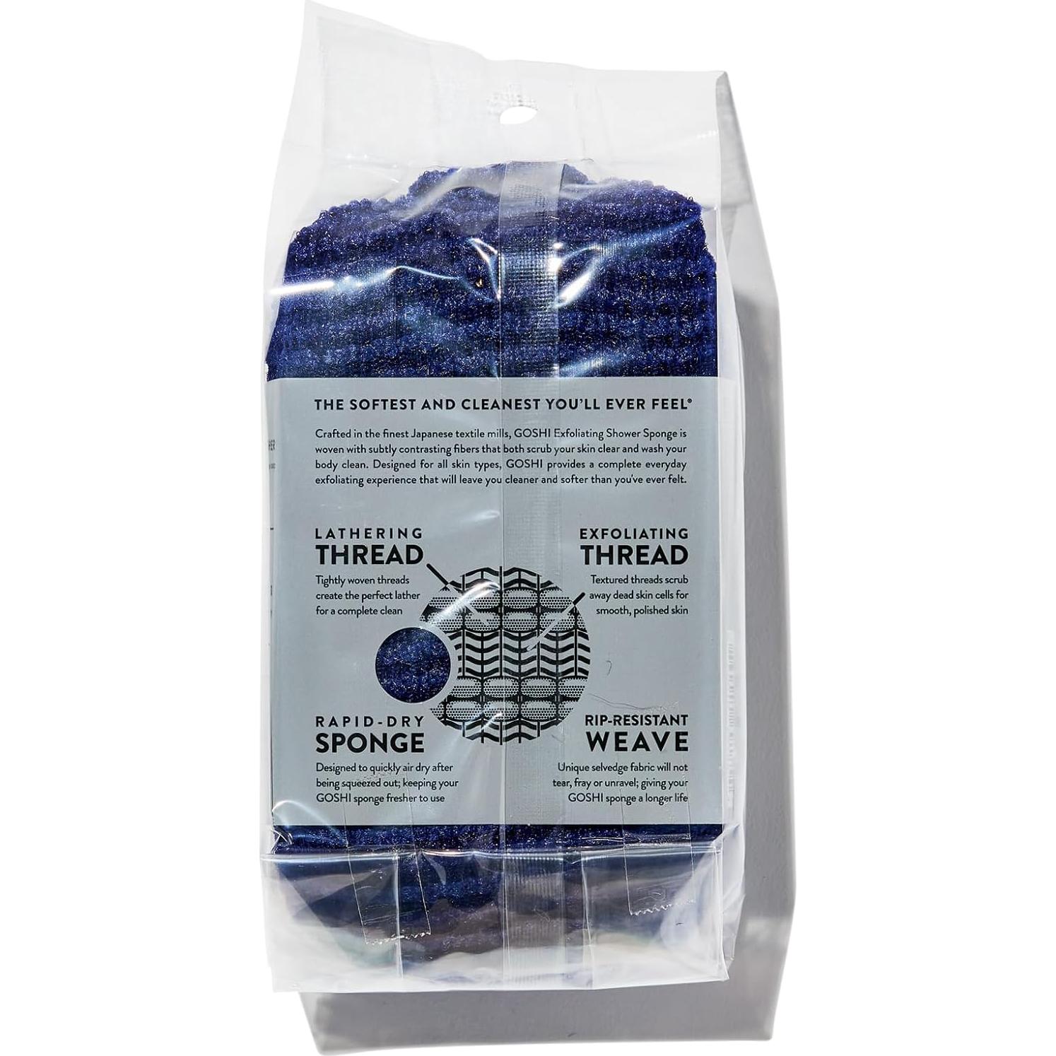 Esponja de Ducha Exfoliante GOSHI Azul Índigo - Hecha en Japón