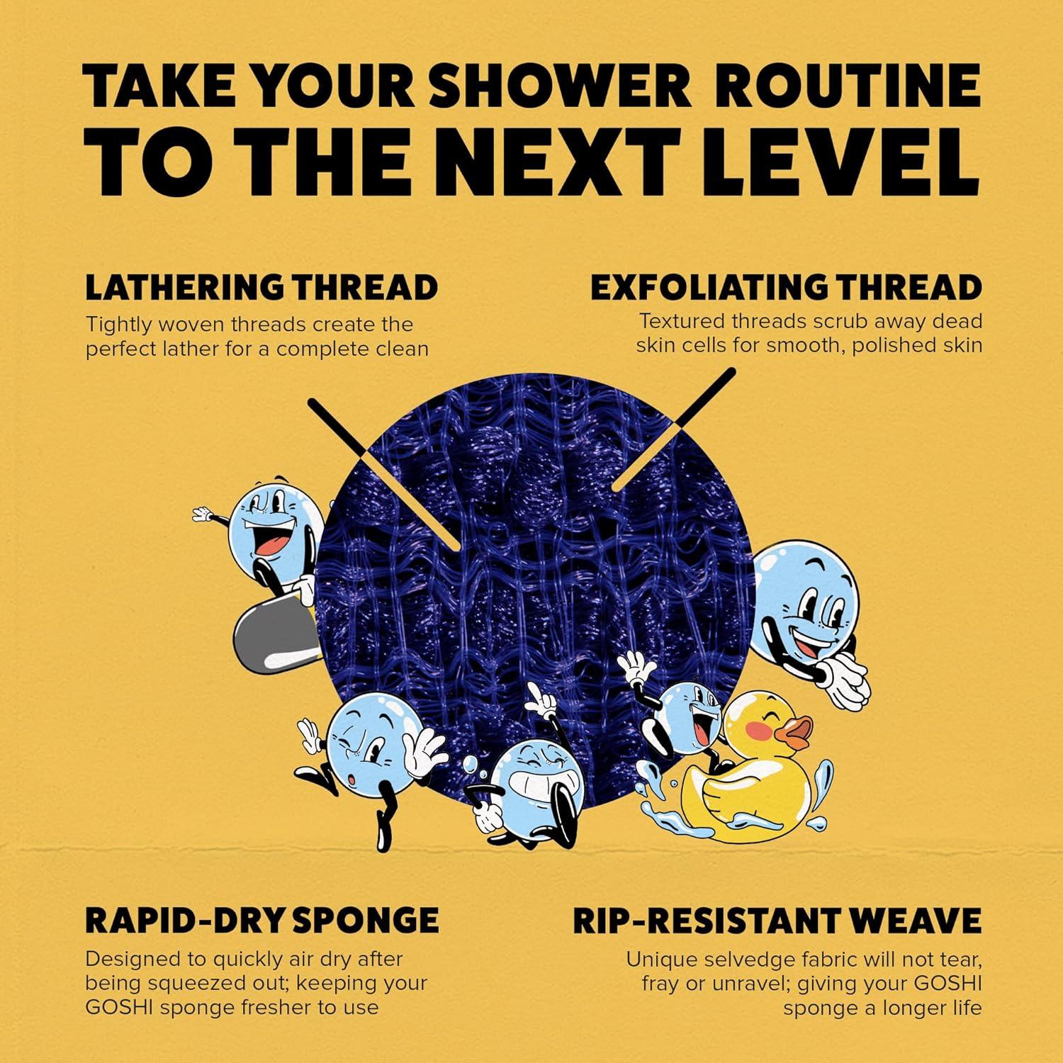 Esponja de Ducha Exfoliante GOSHI Azul Índigo - Hecha en Japón