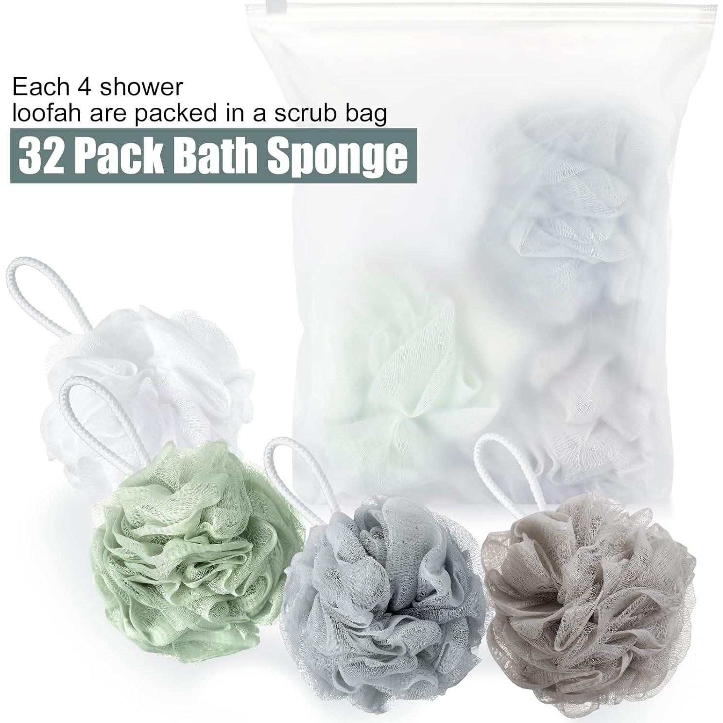 Esponjas de Baño Shellwei 32 Pcs Loofah Exfoliante 60g