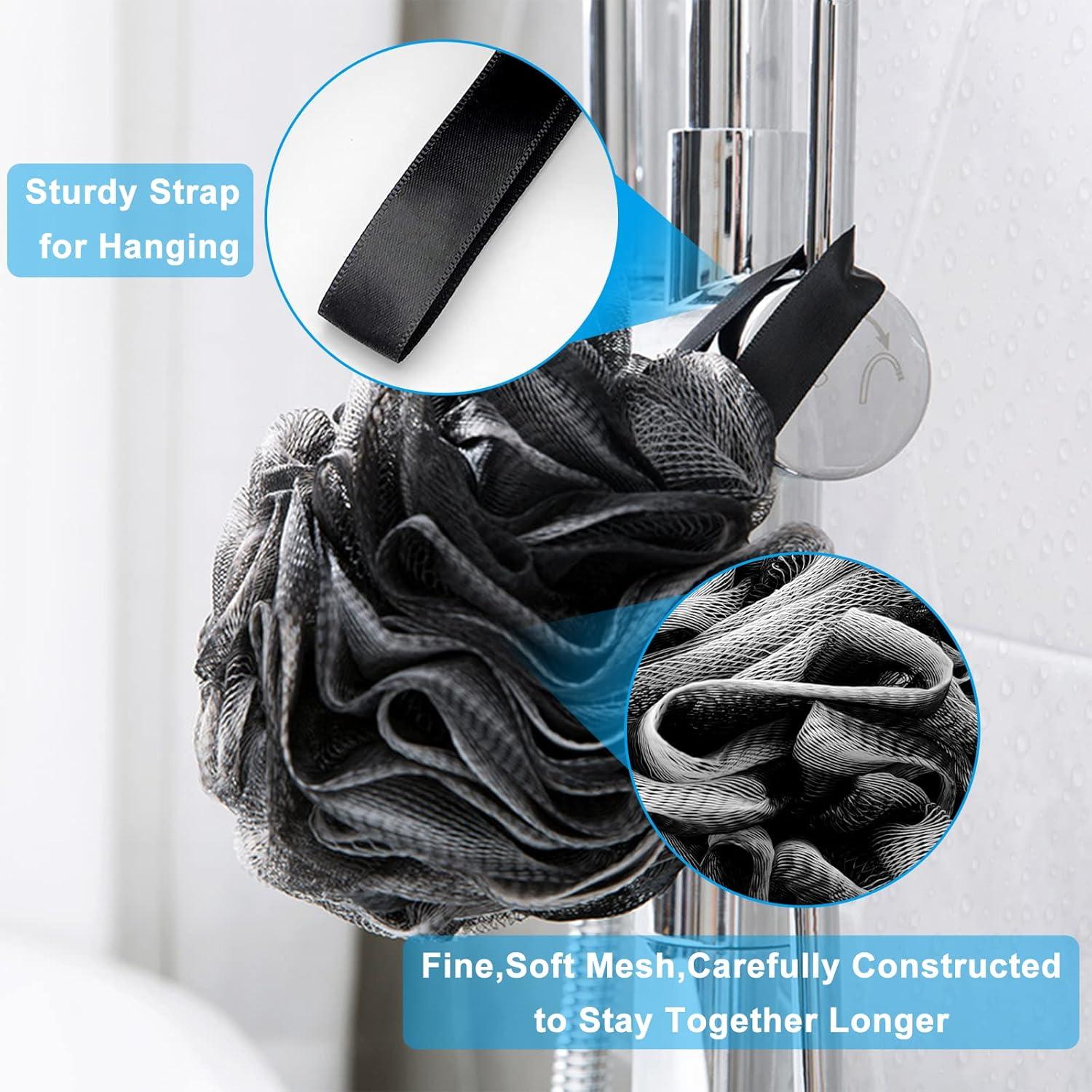 Esponja de Ducha Loofah con Mango Largo y 2 Esponjas Exfoliantes