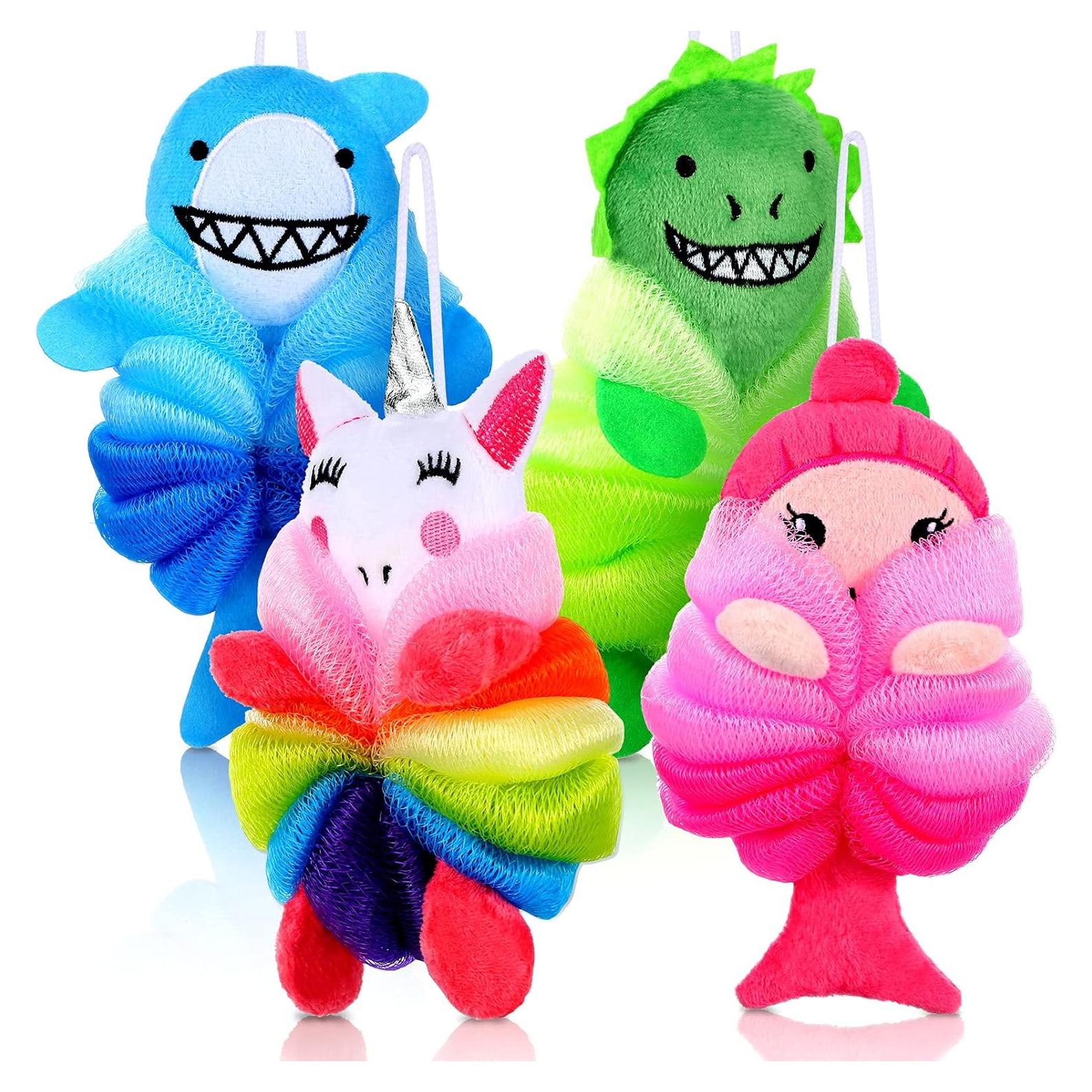 Esponjas de Baño para Niños Tatuo - 4 Pcs Animales Coloridos