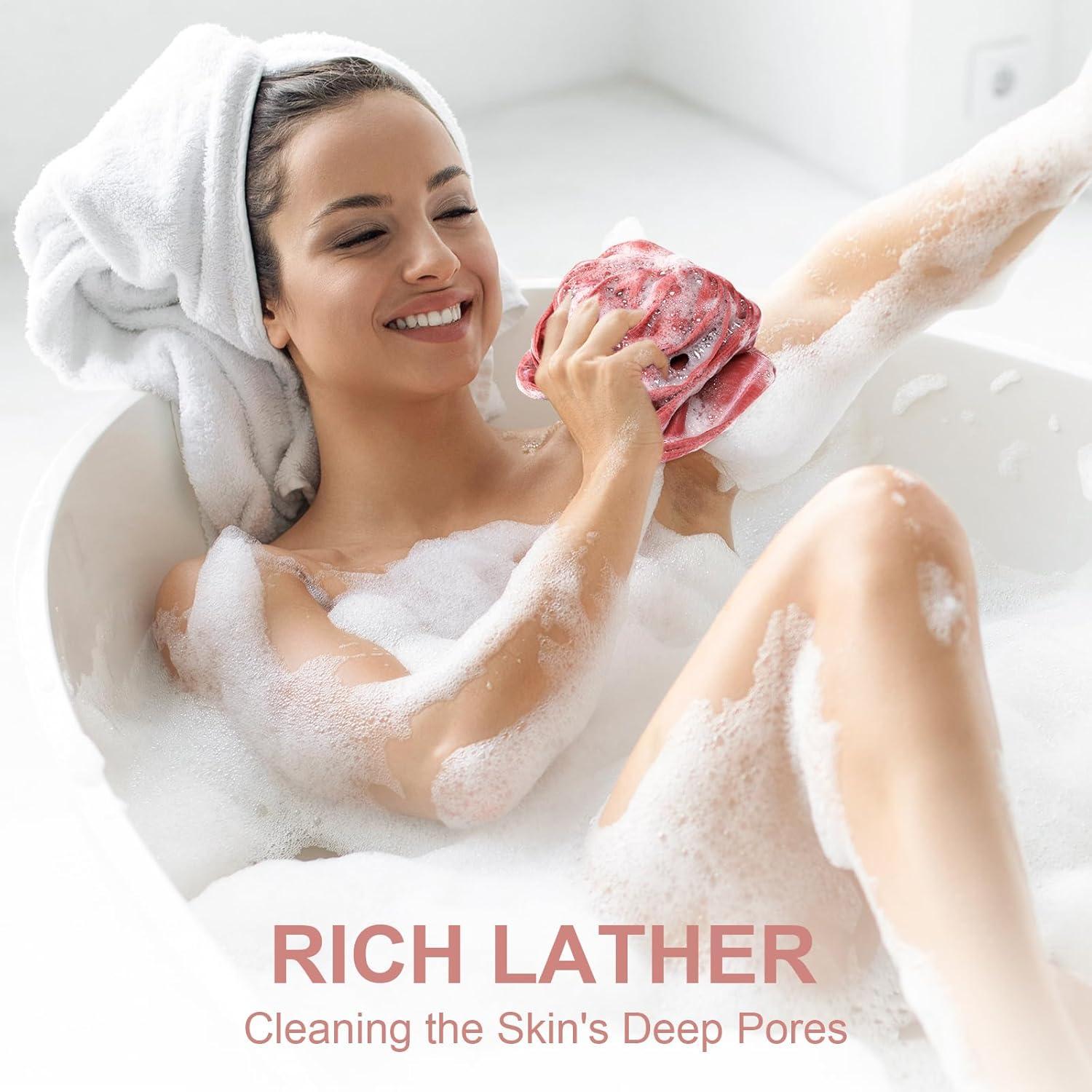 Esponja de Baño Exfoliante Toplive Rosa Verde y Rojo