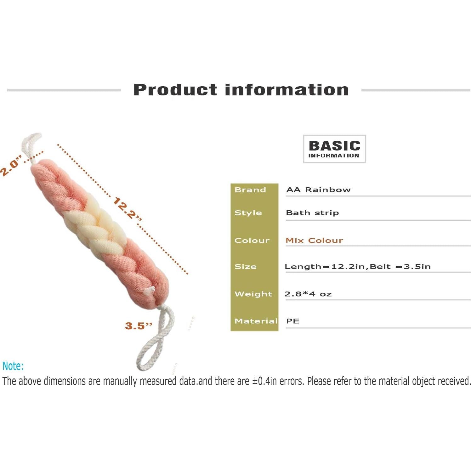 Esponja de Baño Exfoliante AARainbow 4 Paquetes Malla 81 cm