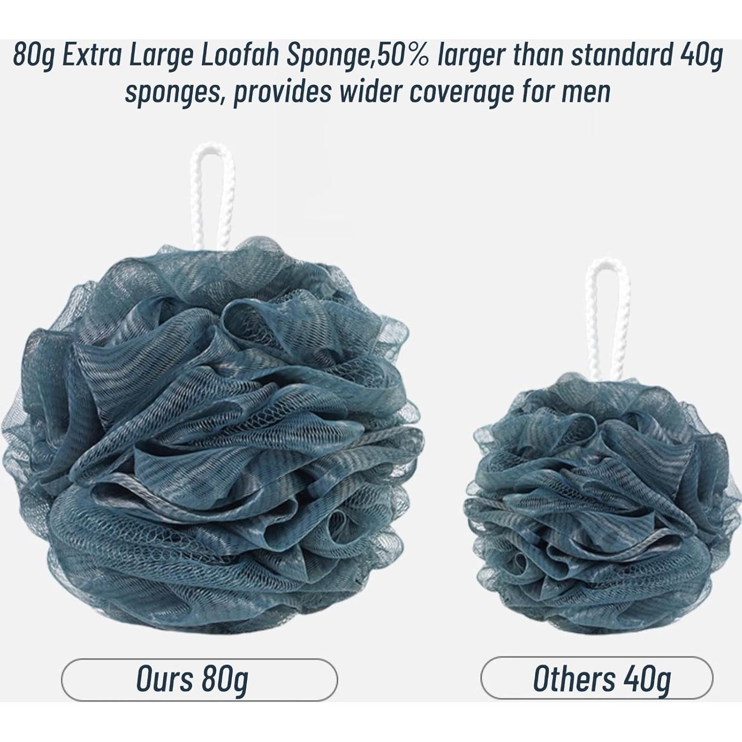 Paquete de 6 esponjas de ducha LuxeCasa 80g para hombres