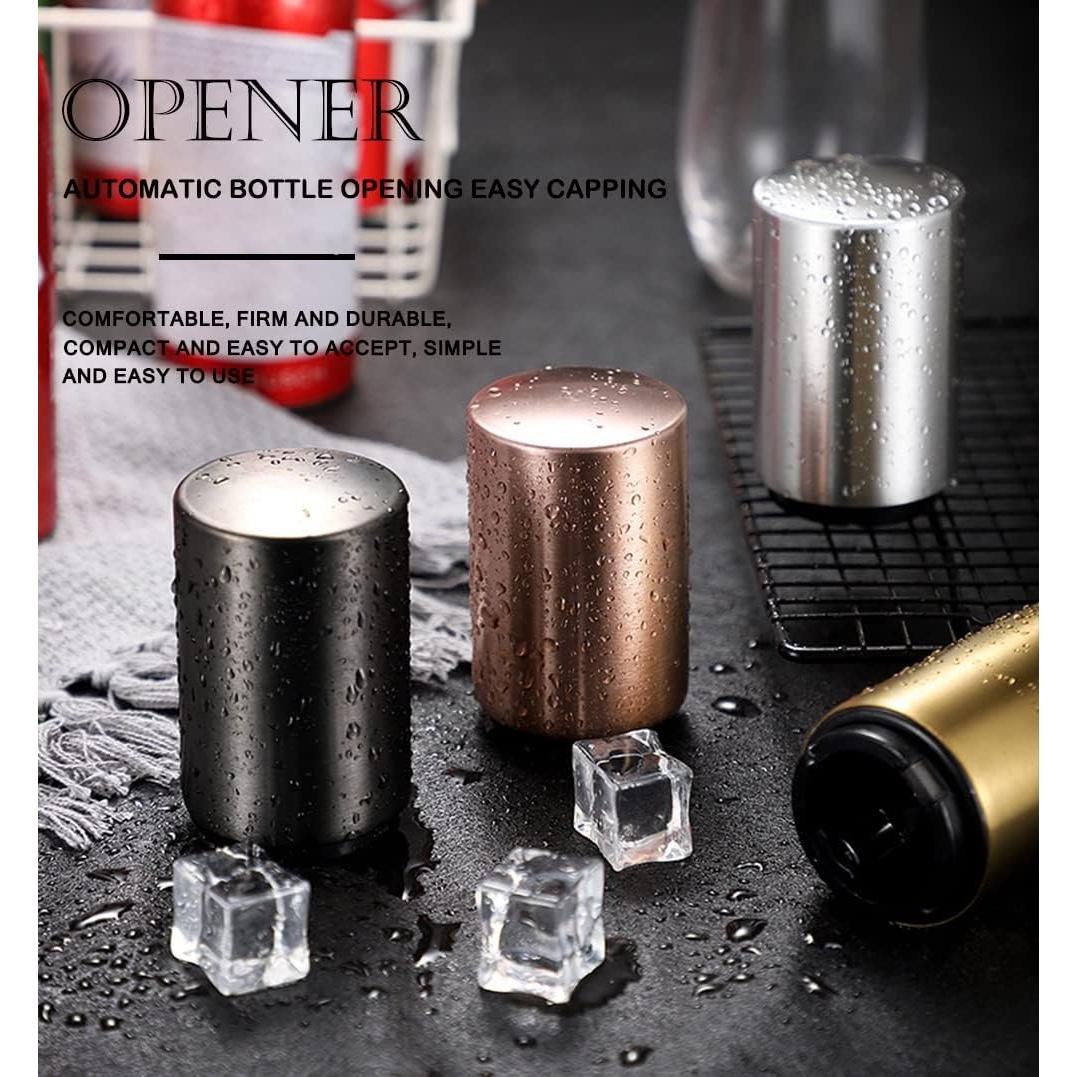 Abrebotellas Automático AKOAK de Acero Inoxidable Dorado