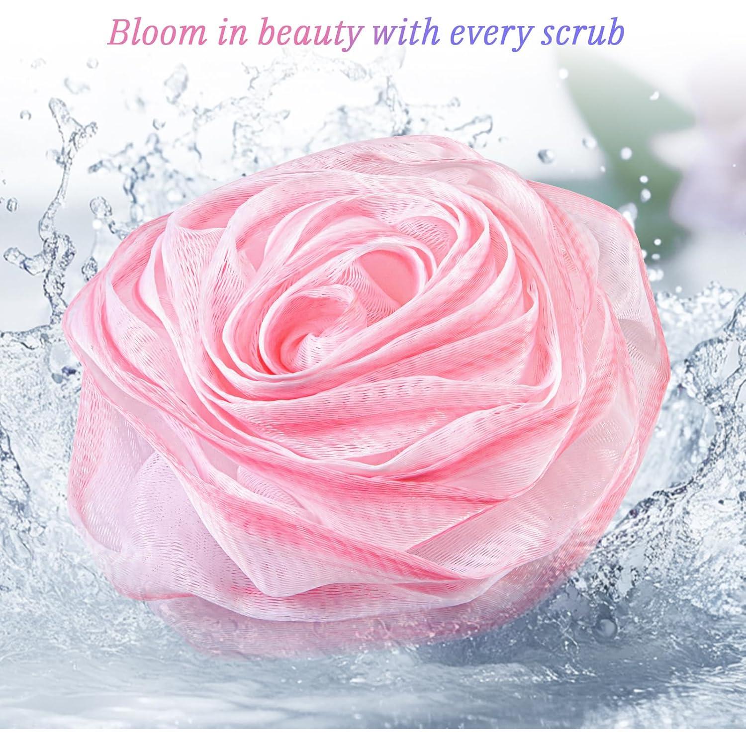 Esponjas de Baño Exfoliantes LAYUKI - Juego de 4 Piezas Rosa