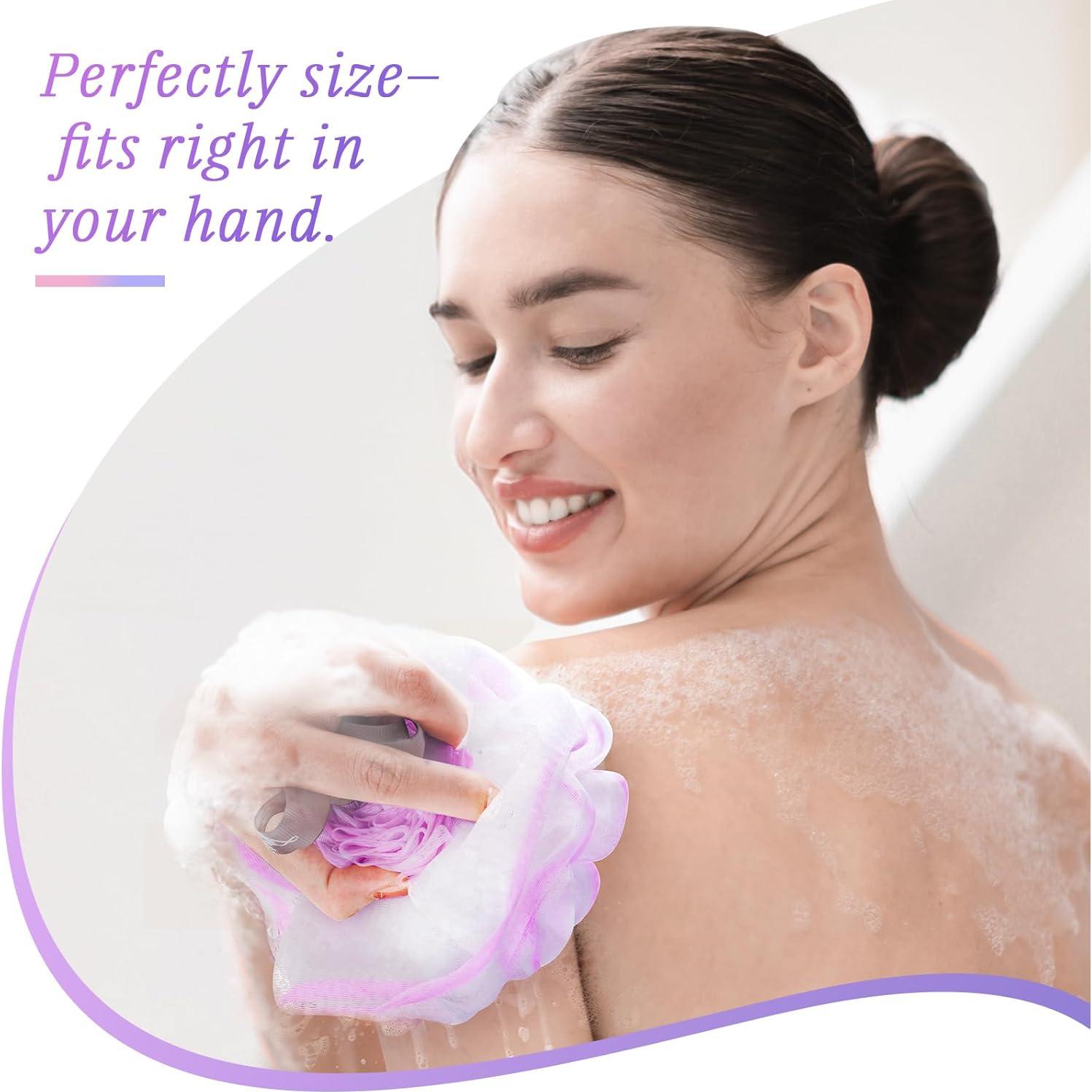 Esponjas de Baño Exfoliantes LAYUKI - Juego de 4 Piezas Rosa