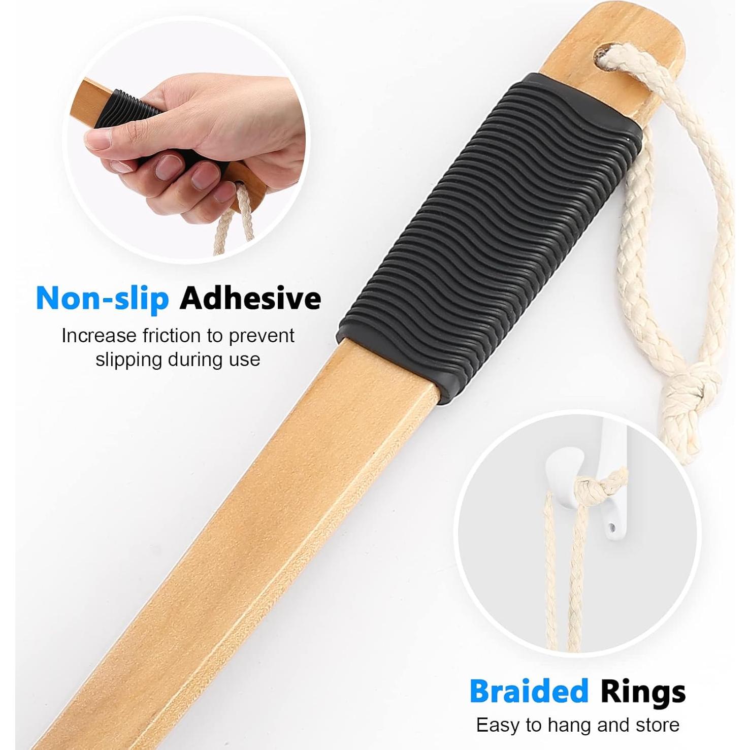 Esponja de Lufa Negra con Mango de Madera Antideslizante