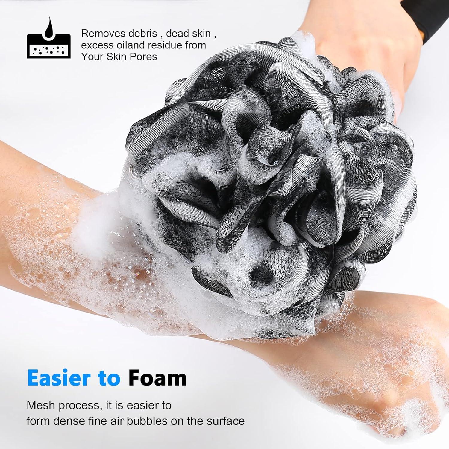 Esponja de Lufa Negra con Mango de Madera Antideslizante