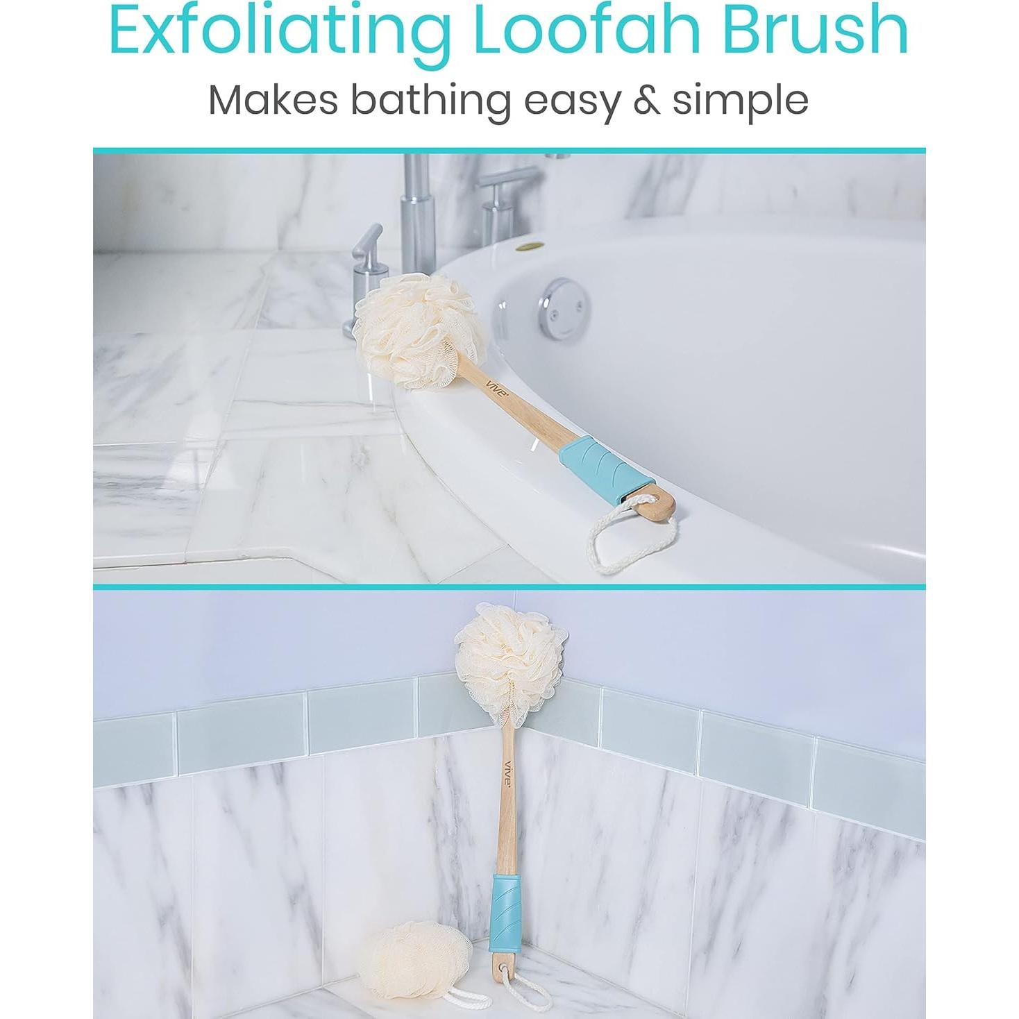 Esponja de Ducha Vive 43 cm con Mango Largo y Lufa