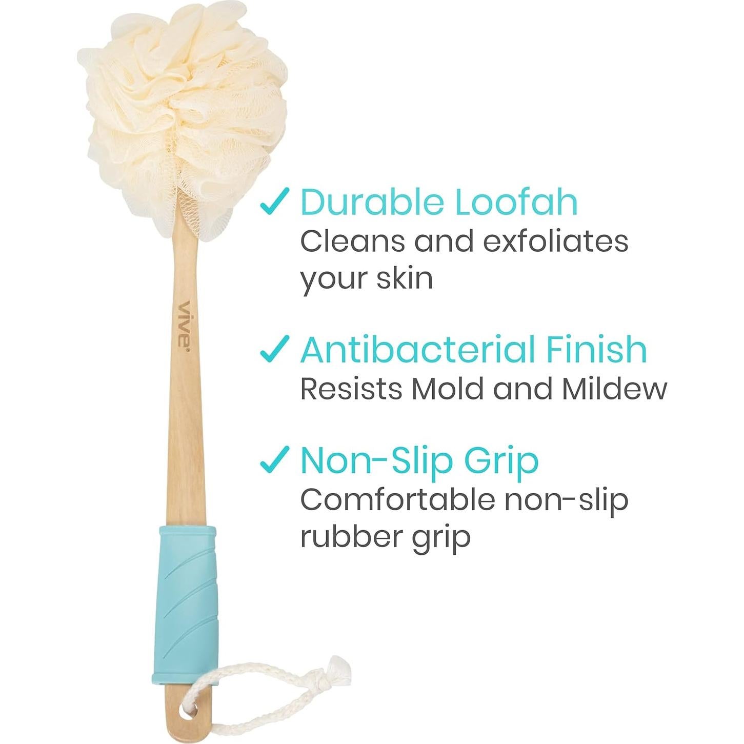 Esponja de Ducha Vive 43 cm con Mango Largo y Lufa