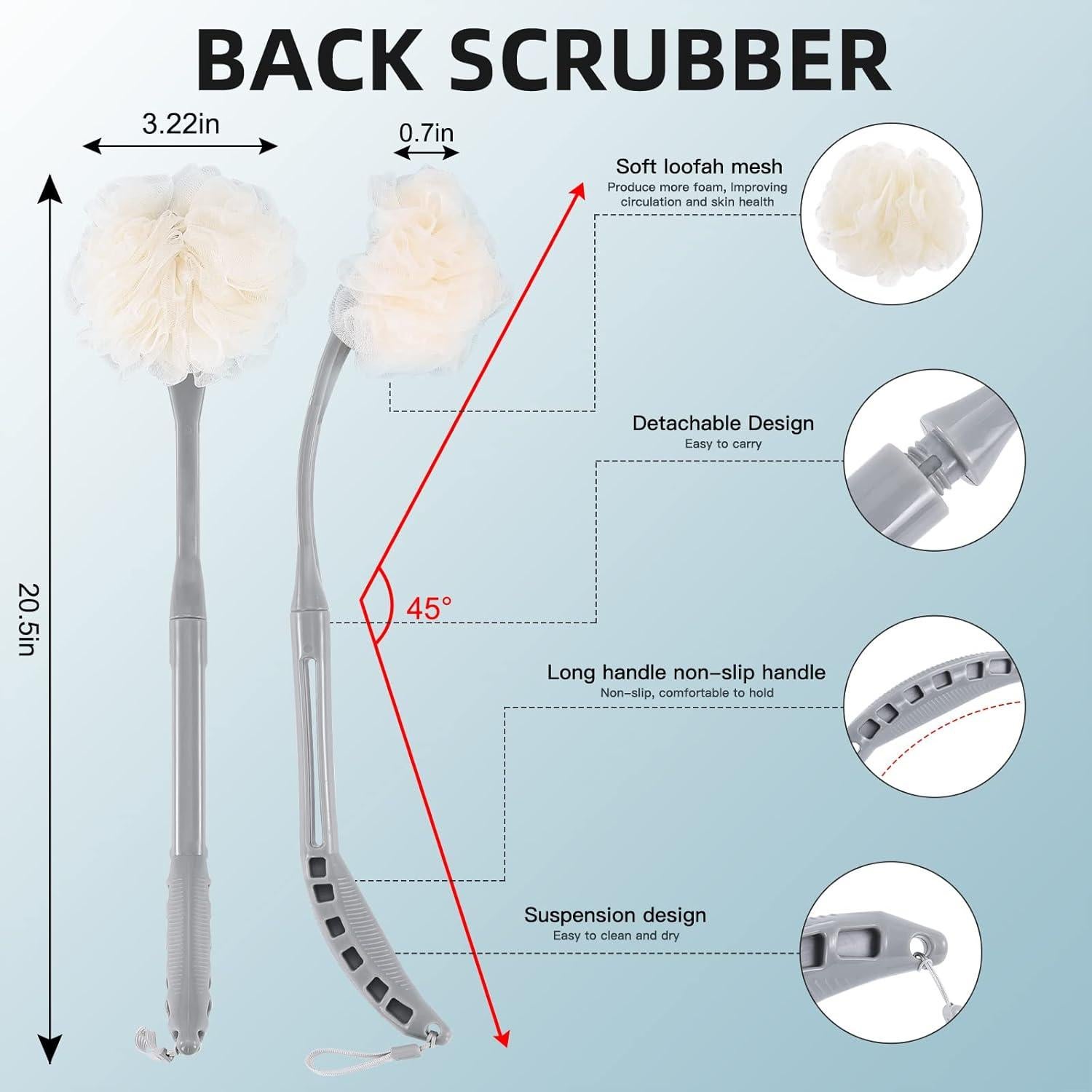 Esponja de Ducha Loofah BTideas 52 cm Mango Desmontable