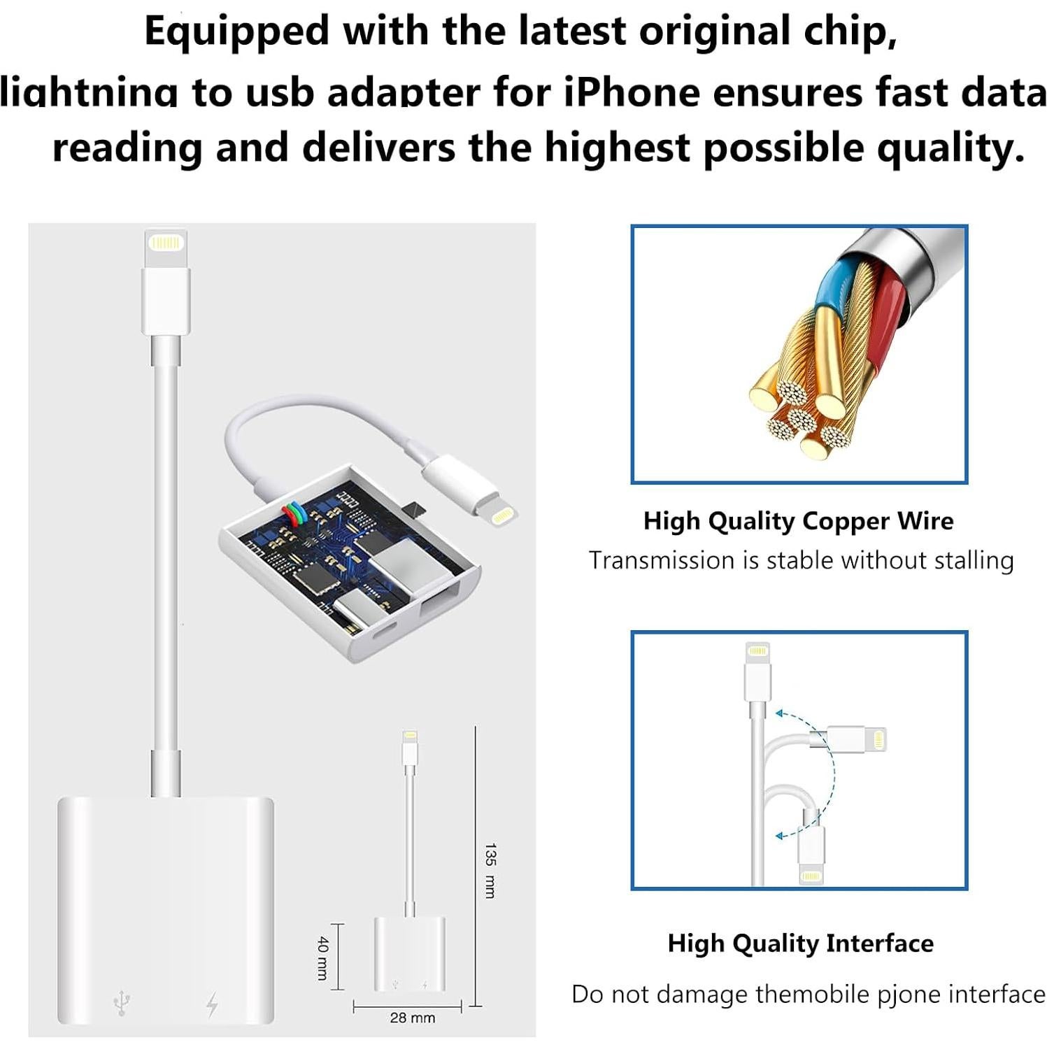 Adaptador Lightning a USB KikoSaka con carga y OTG 3.0