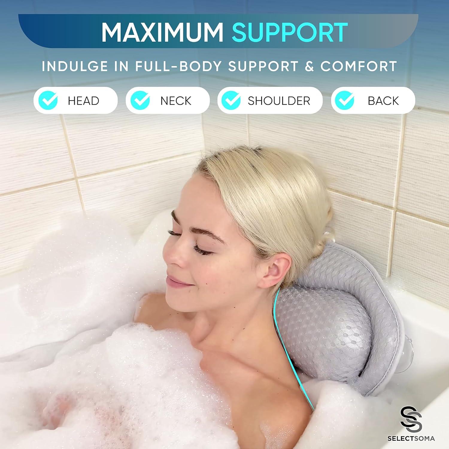 Almohada de Baño SelectSoma Gris con Malla 4D y Ventosas
