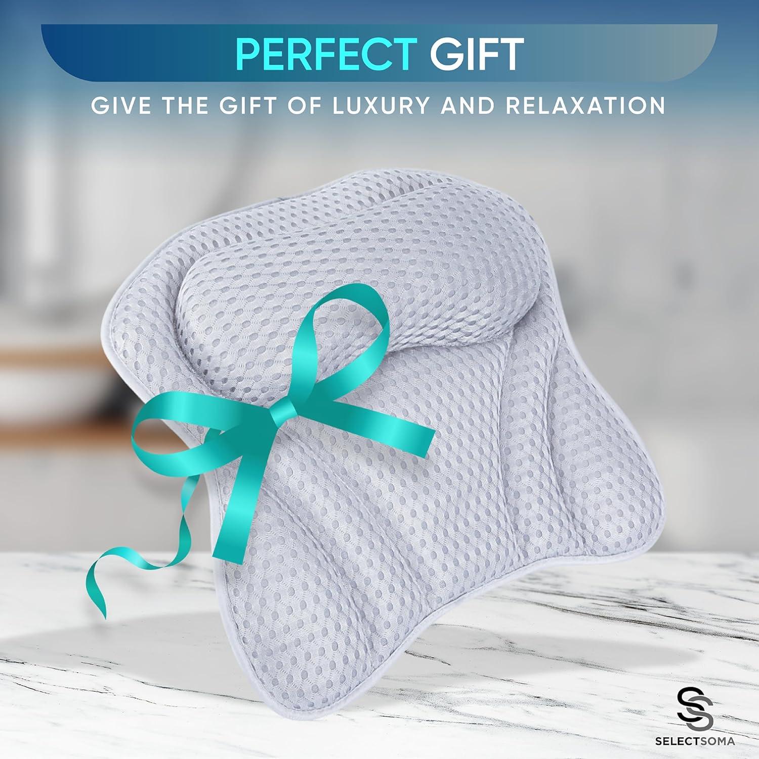 Almohada de Baño SelectSoma Gris con Malla 4D y Ventosas