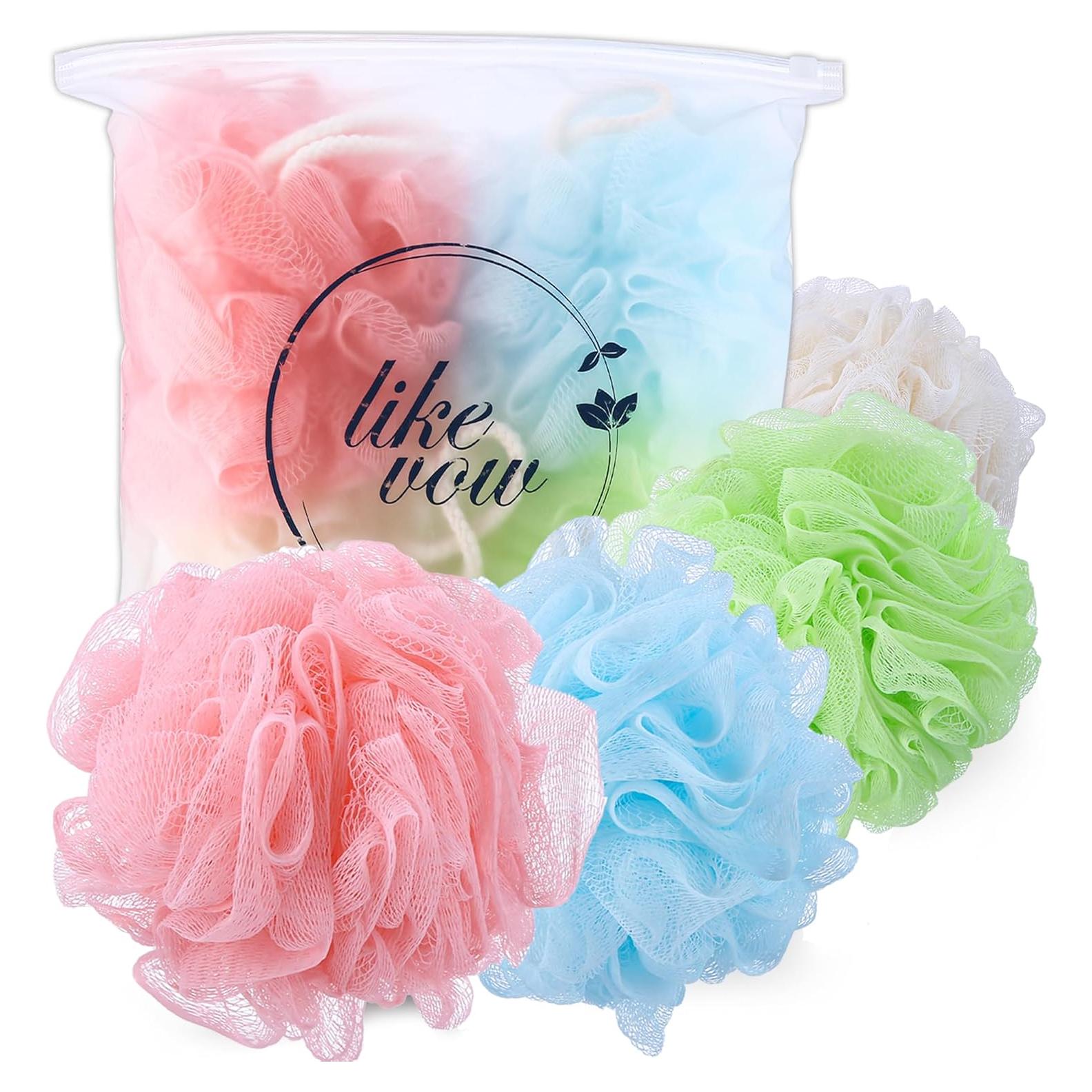 Paquete de 4 esponjas de loofah LIKEVOW exfoliantes 75g