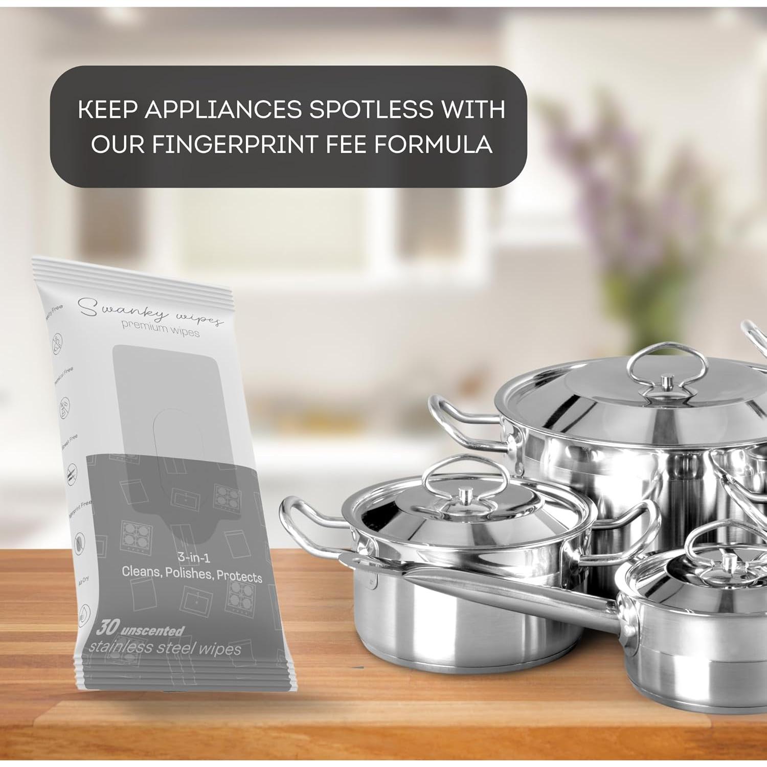 Toallitas Limpiadoras Swanky de Acero Inoxidable - 60 Unidades