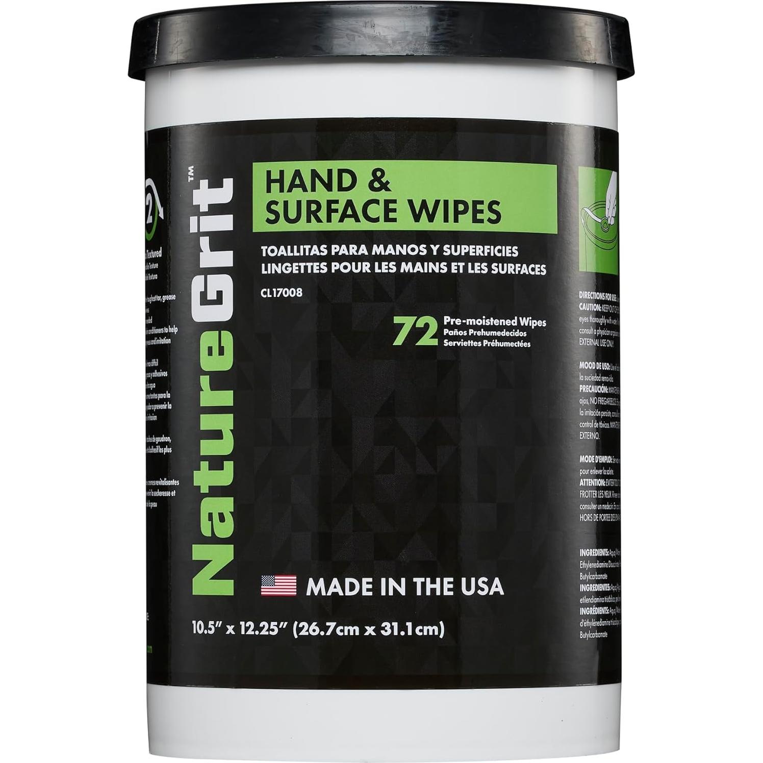 Toallitas Desengrasantes NatureGrit para Manos y Superficies 1 Paquete