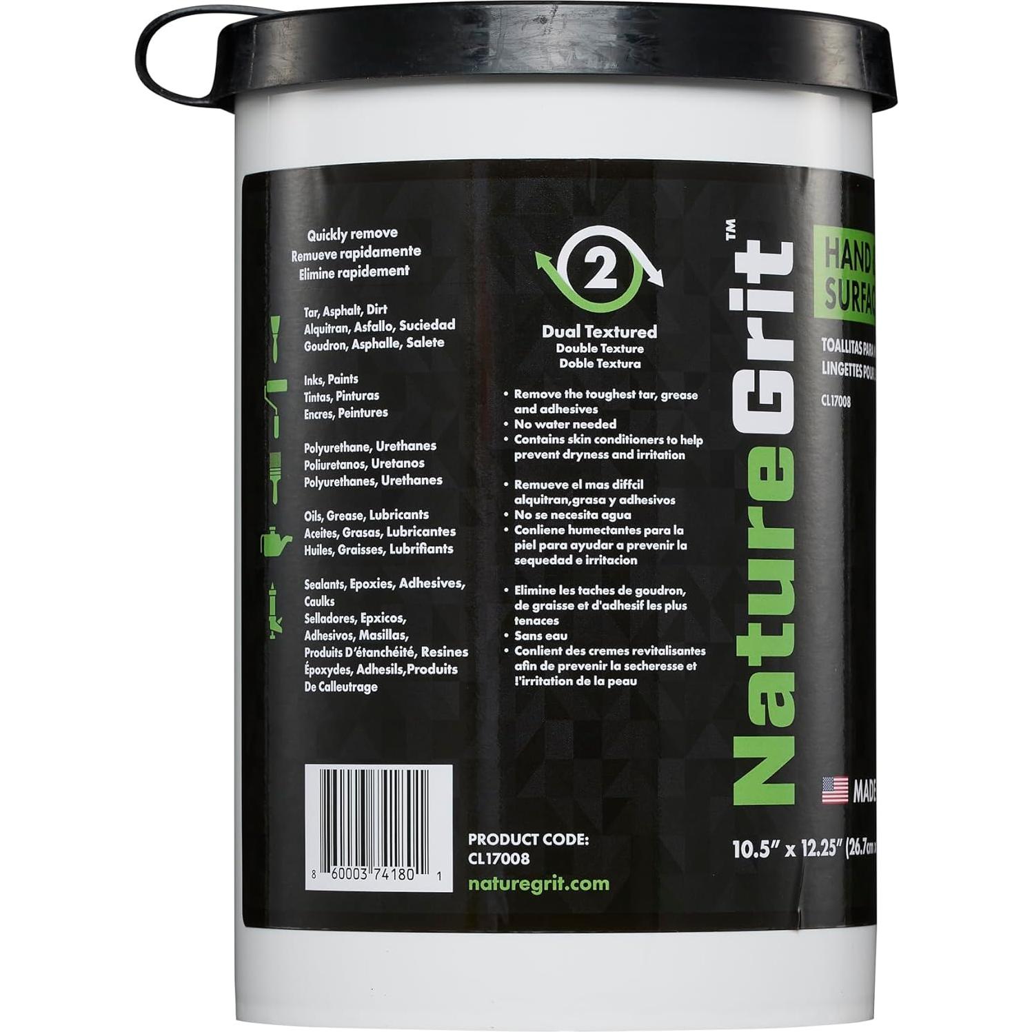 Toallitas Desengrasantes NatureGrit para Manos y Superficies 1 Paquete