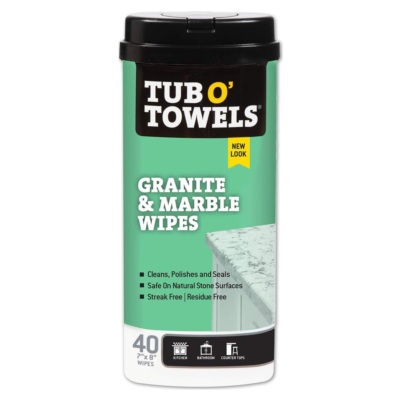 Toallitas de Limpieza Tub O' Towels para Granito y Mármol - 40 Unidades