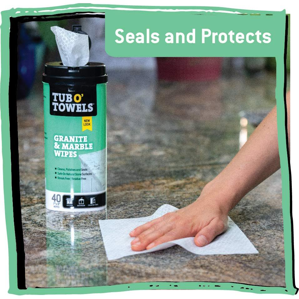 Toallitas de Limpieza Tub O' Towels para Granito y Mármol - 40 Unidades