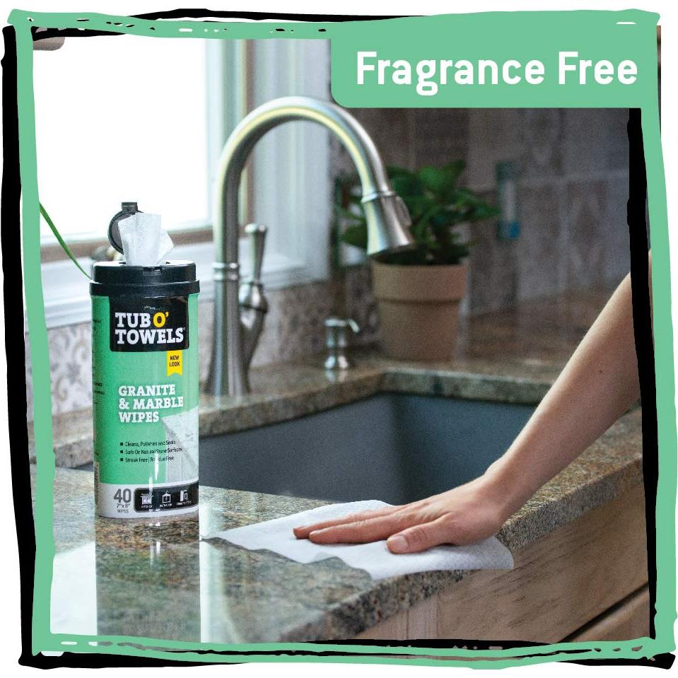 Toallitas de Limpieza Tub O' Towels para Granito y Mármol - 40 Unidades