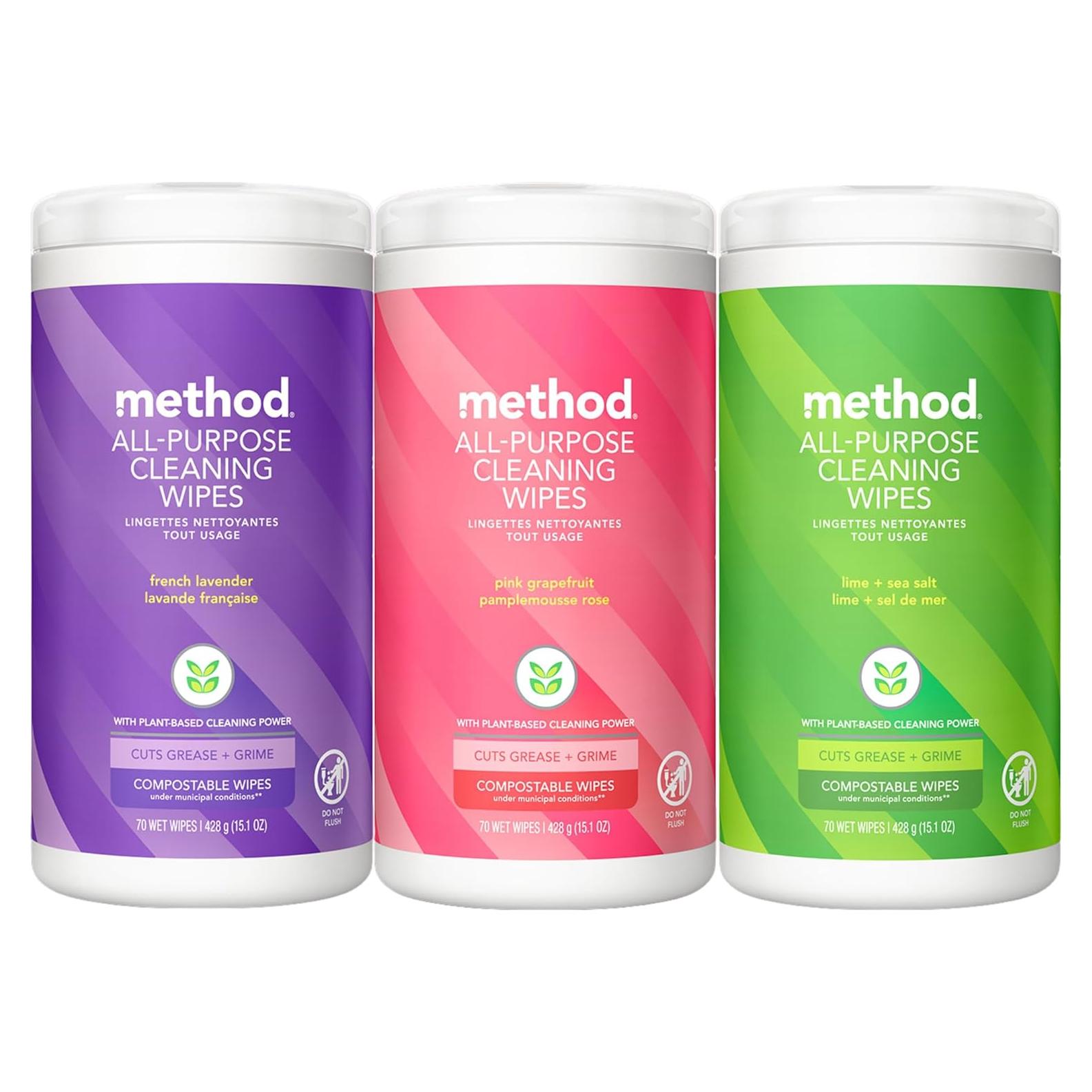 Toallitas de limpieza compostables Method 3 fragancias 210 unidades