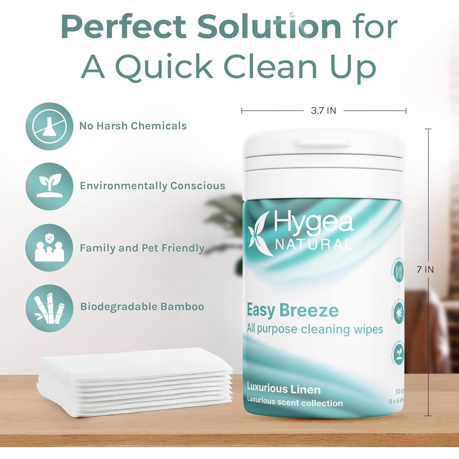 Toallitas de limpieza multiusos EasyBreeze - 50 unidades - Aroma Lino Lujoso