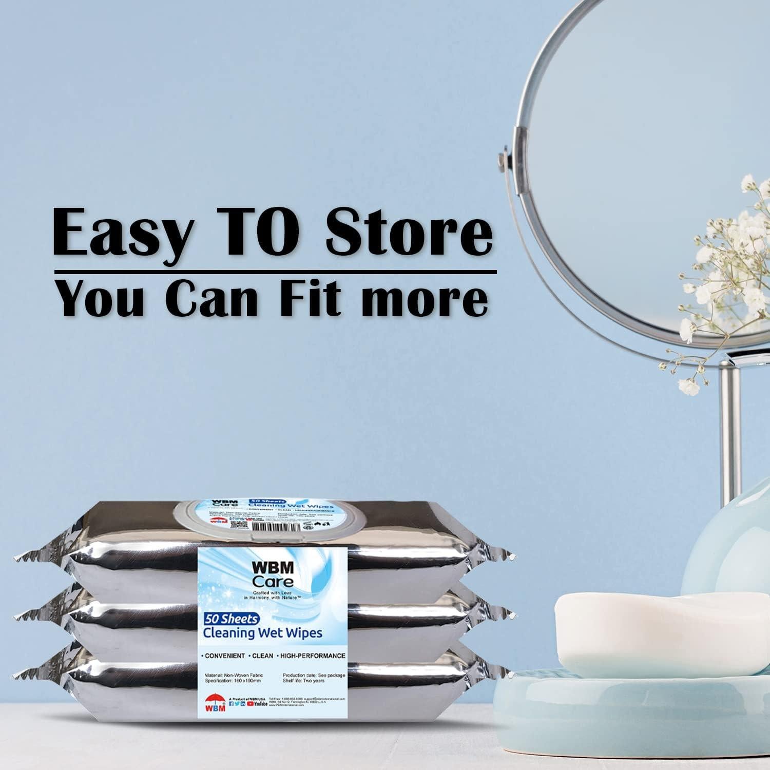 Toallitas de limpieza WBM, 50 hojas, sin fragancia, 3 paquetes