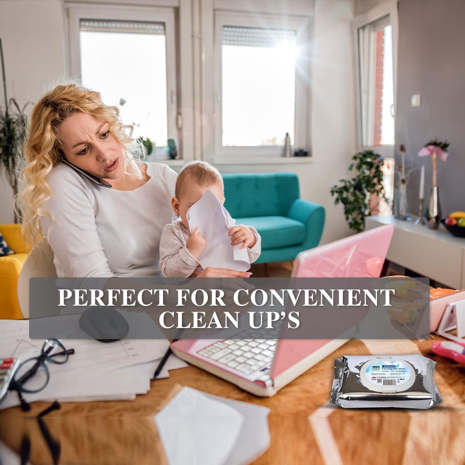 Toallitas de limpieza WBM, 50 hojas, sin fragancia, 3 paquetes