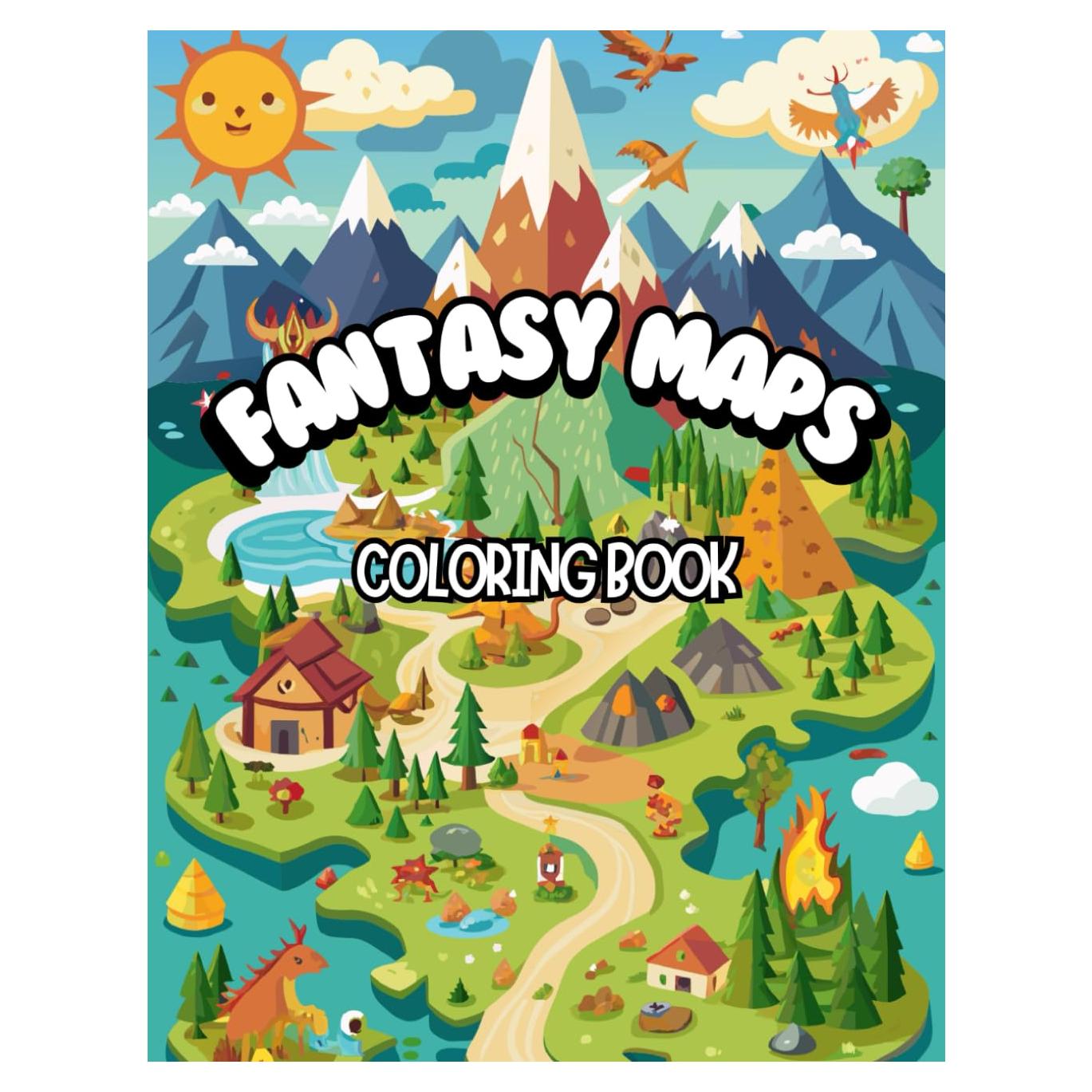 Fantasy Maps Coloring book: A coloring book for kids / Cute Illustrations of Beautiful Fantasy Lands (Spanish Edition)