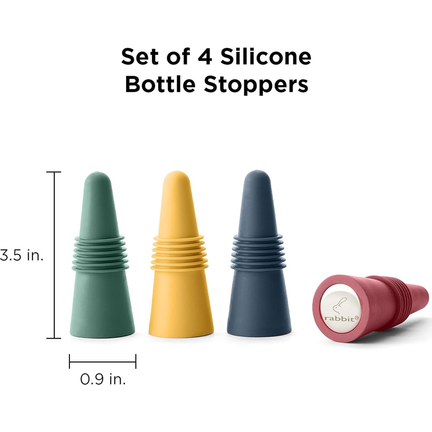 Set de 4 Tapones de Vino Silicona Rabbit - Sello Hermético