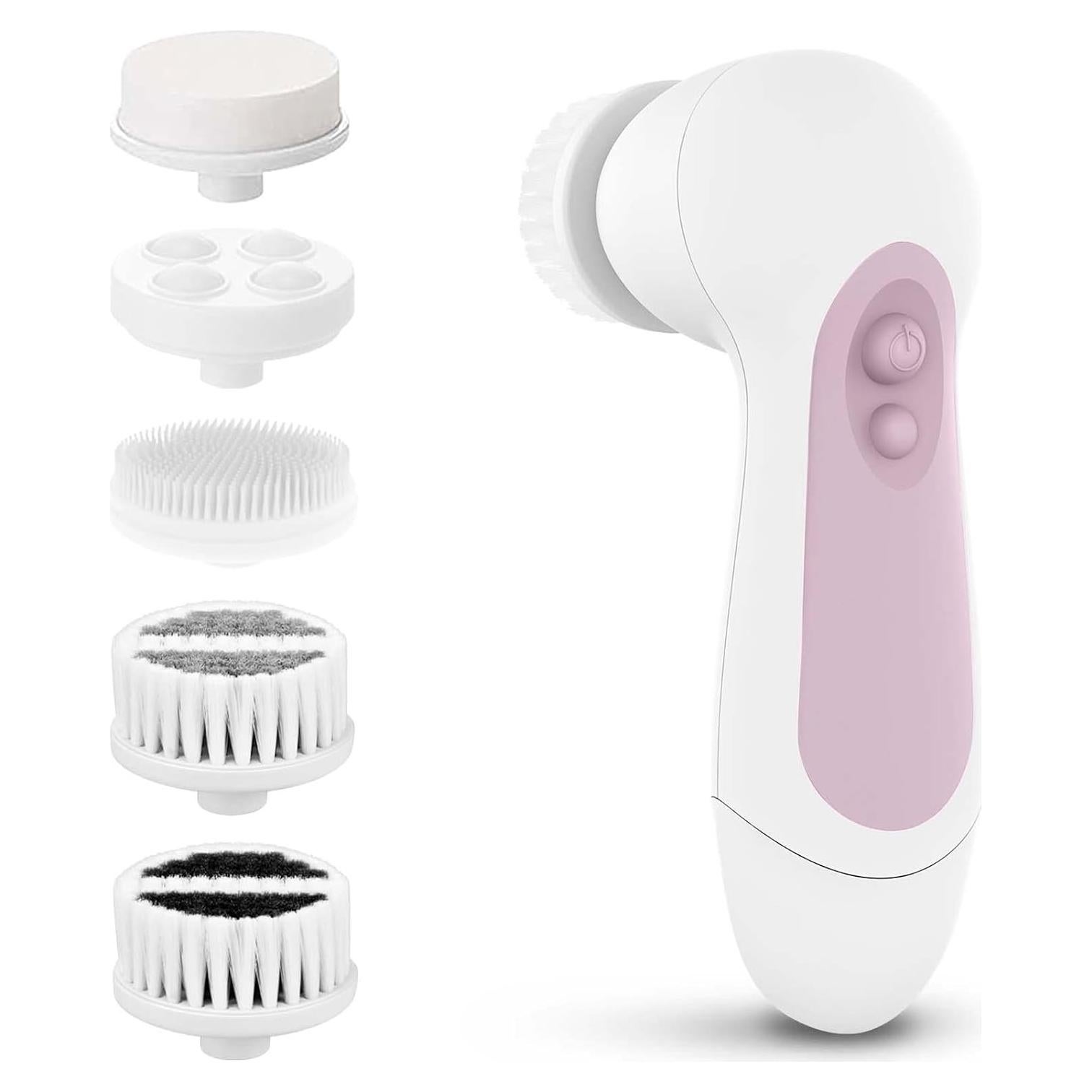 Cepillo Limpiador Facial Eléctrico CLSEVXY Rosa - 5 Cabezas
