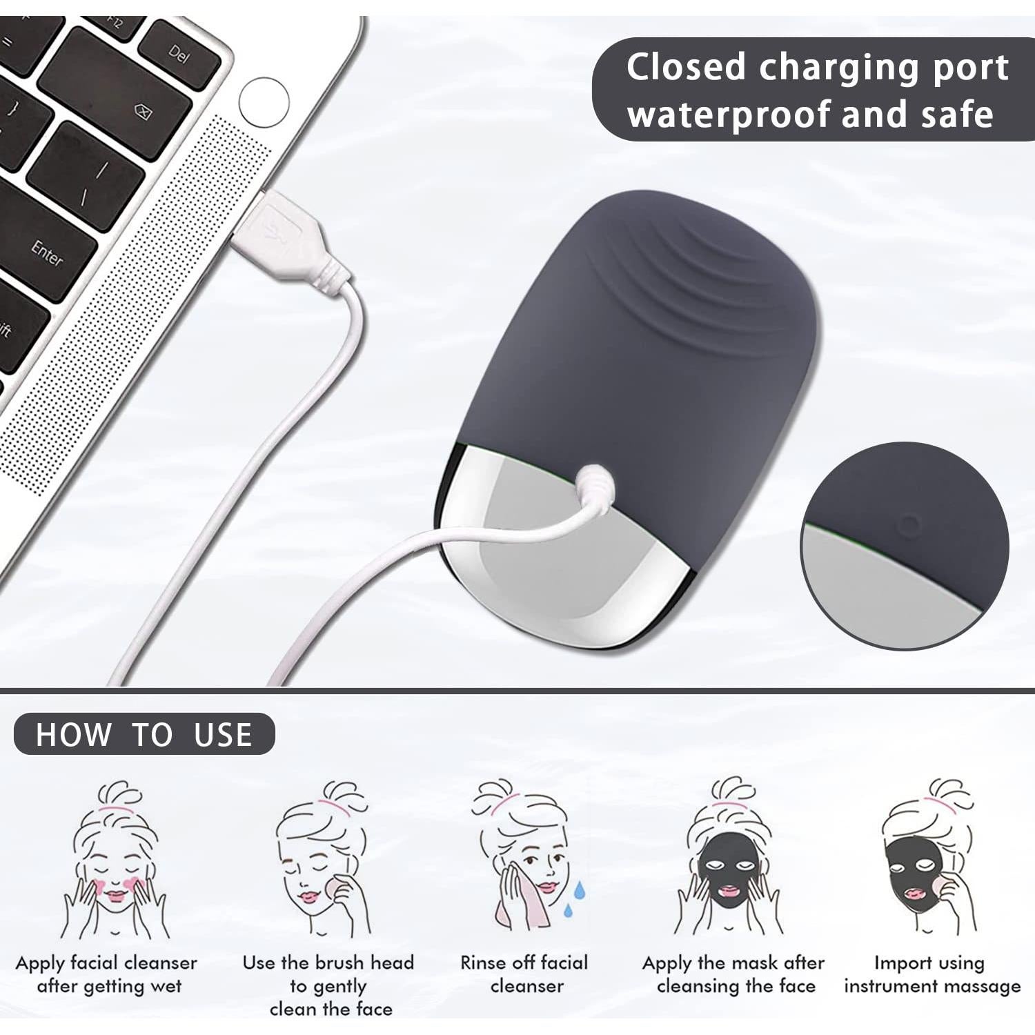 Cepillo Facial Eléctrico de Silicona Nano Uimoky DL001 3 en 1