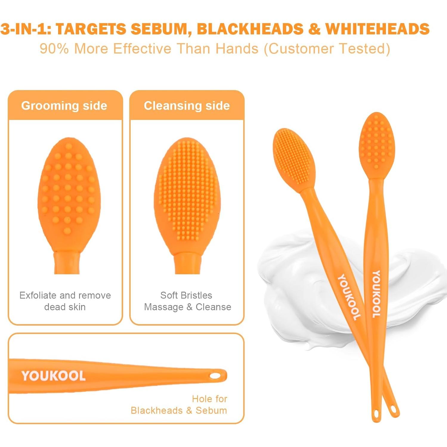 Cepillo Facial de Silicona YOUKOOL Premium - 2 Piezas Naranja