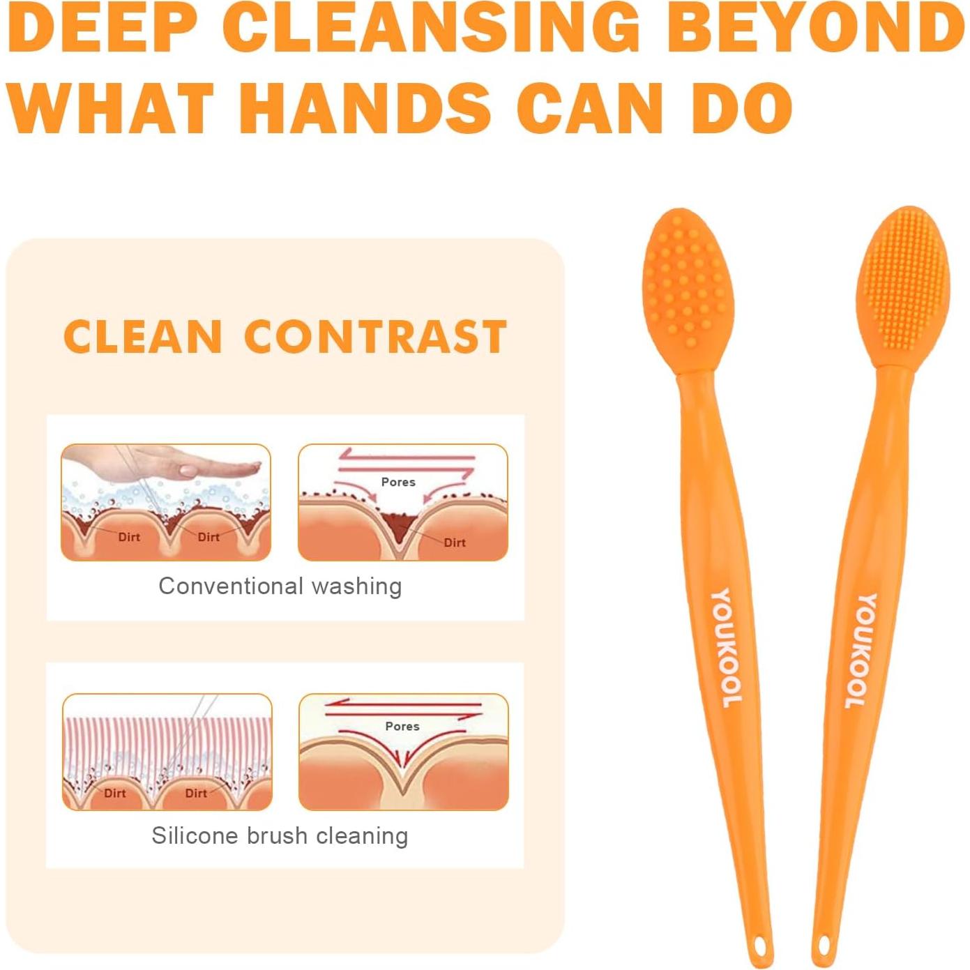 Cepillo Facial de Silicona YOUKOOL Premium - 2 Piezas Naranja