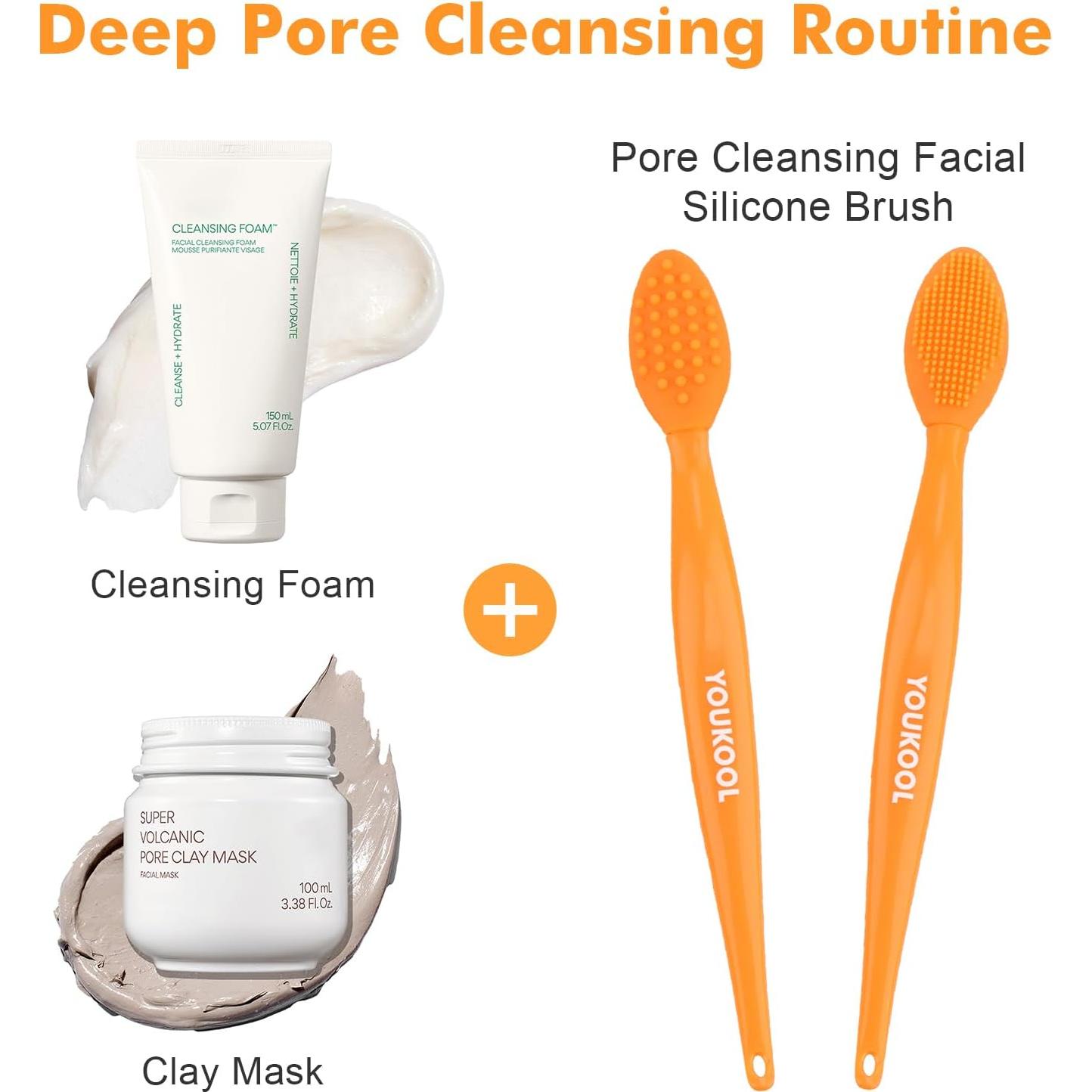 Cepillo Facial de Silicona YOUKOOL Premium - 2 Piezas Naranja