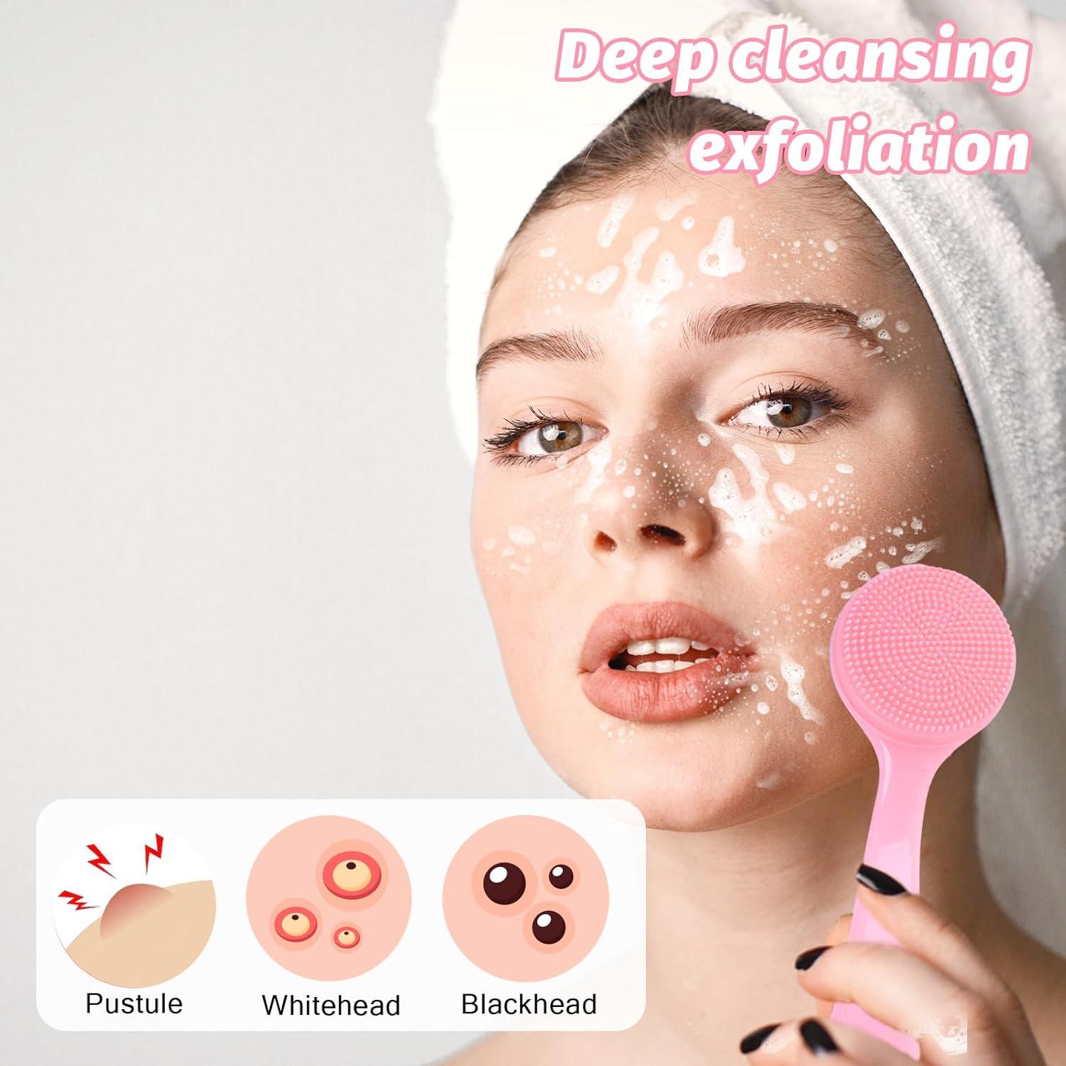 2 Cepillos Exfoliantes Faciales de Silicona Lusofie 13x4cm