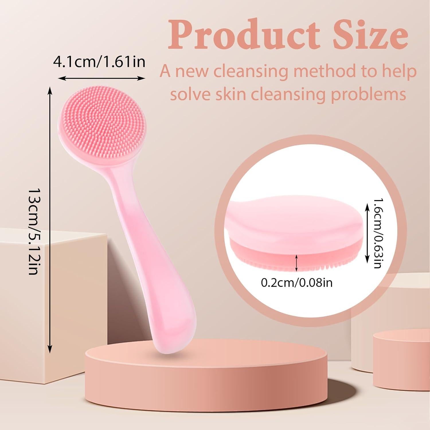 Cepillo Exfoliante Facial de Silicona YQQYG - 2 Pcs Rosa