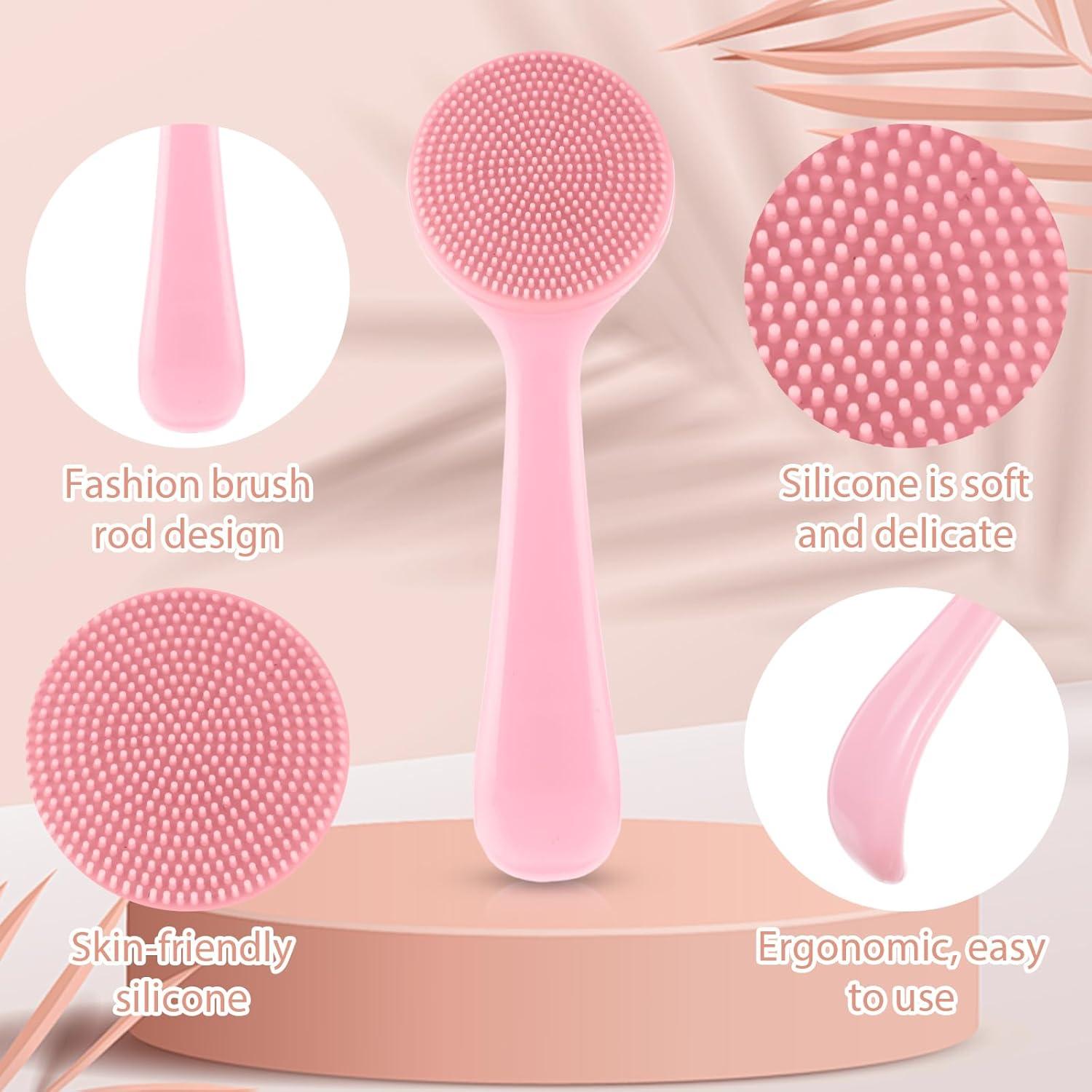 Cepillo Exfoliante Facial de Silicona YQQYG - 2 Pcs Rosa