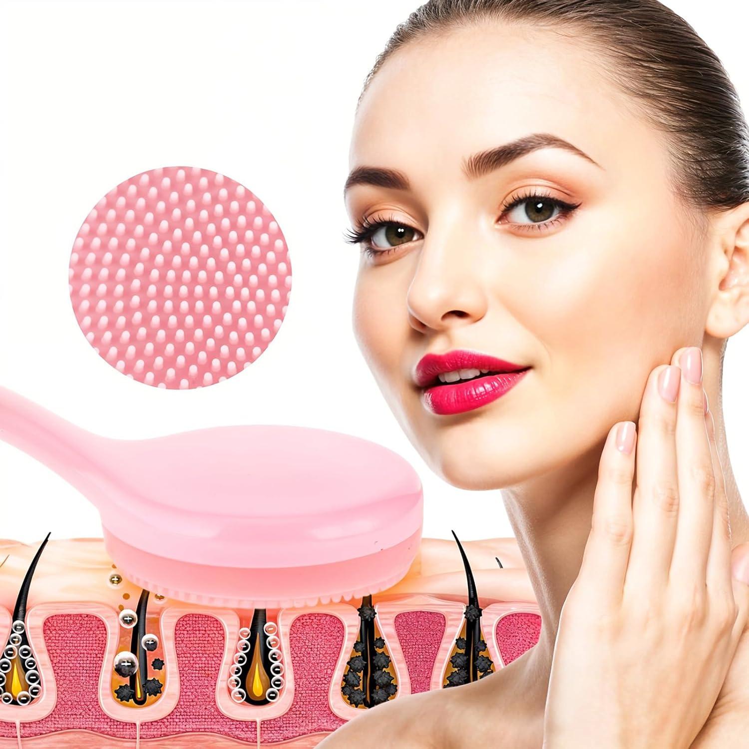 Cepillo Exfoliante Facial de Silicona YQQYG - 2 Pcs Rosa