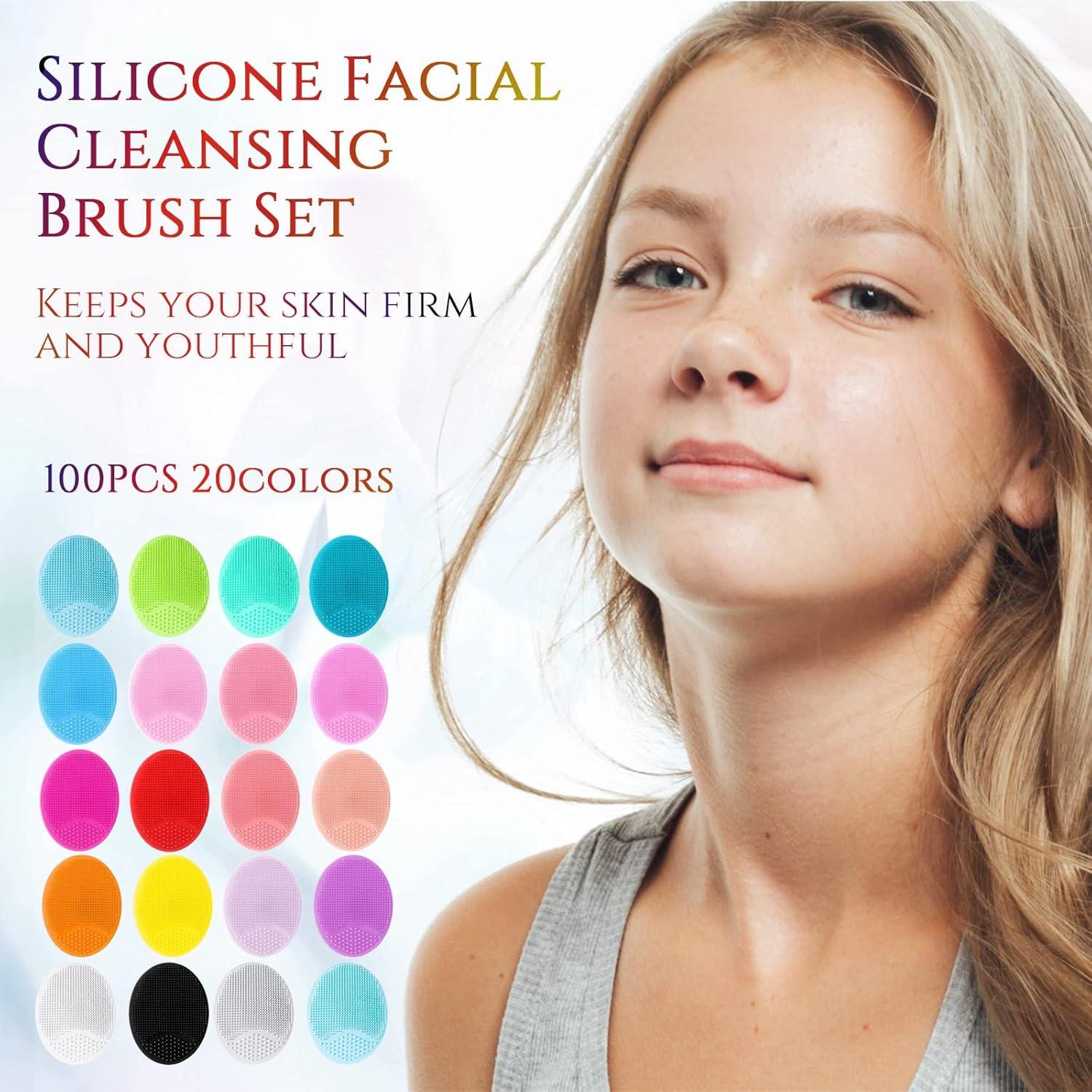 Juego de 100 Cepillos Faciales de Silicona Roshtia - 20 Colores