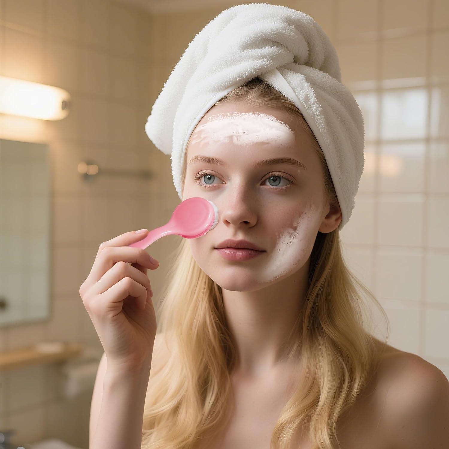 Set de 2 Cepillos Faciales Manuales de Silicona Rosa - Xthrotsenk