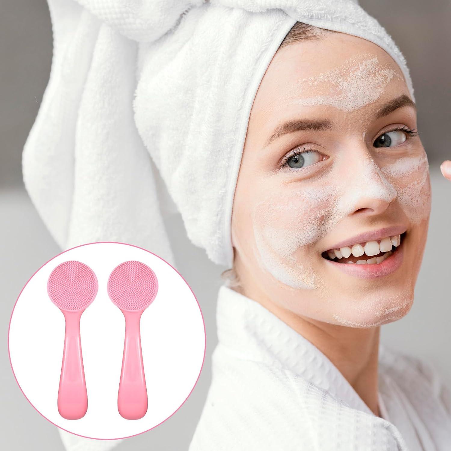 Set de 2 Cepillos Faciales Manuales de Silicona Rosa - Xthrotsenk