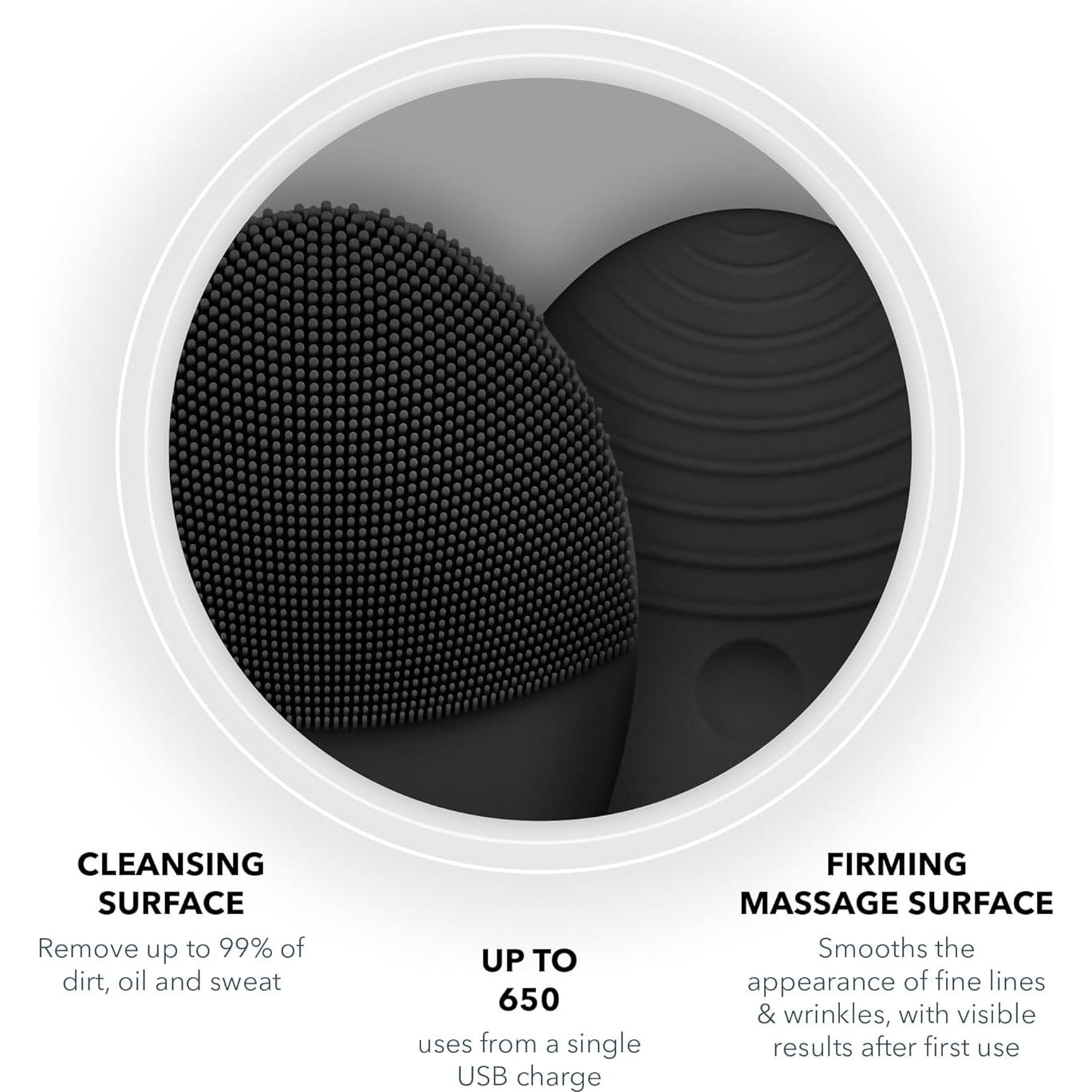FOREO Luna 3 Men Silicone Facial Cleansing & Firming Massage Brush for Skin and Beard, Shave Prep, Ultra-Hygienic,16 Intensities, 650 uses/USB Charge, App-Connected, Waterproof, 2-Year Warranty
