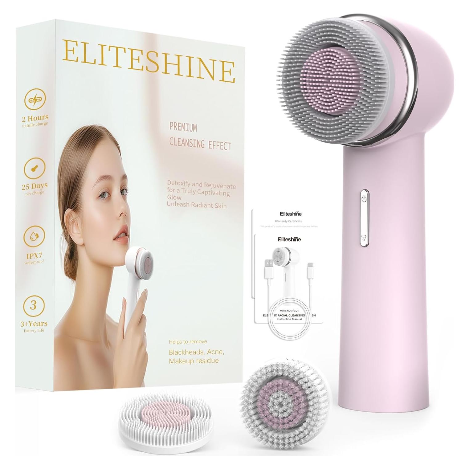 Cepillo Facial Eléctrico Eliteshine FCD4 Rosa Recargable