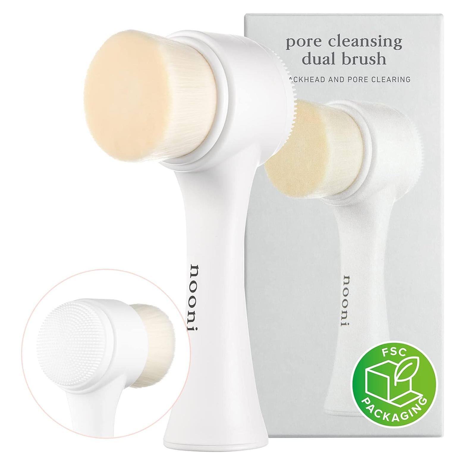 Cepillo de Limpieza Facial Nooni - Exfoliante Dual Silicona y Cerda