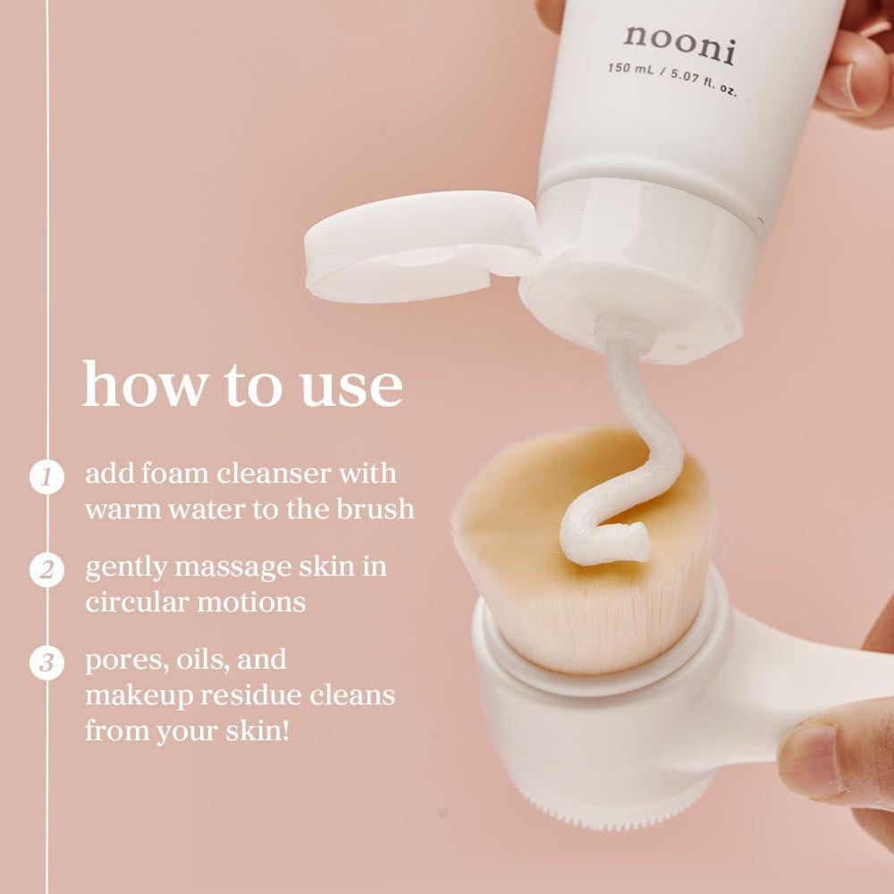 Cepillo de Limpieza Facial Nooni - Exfoliante Dual Silicona y Cerda