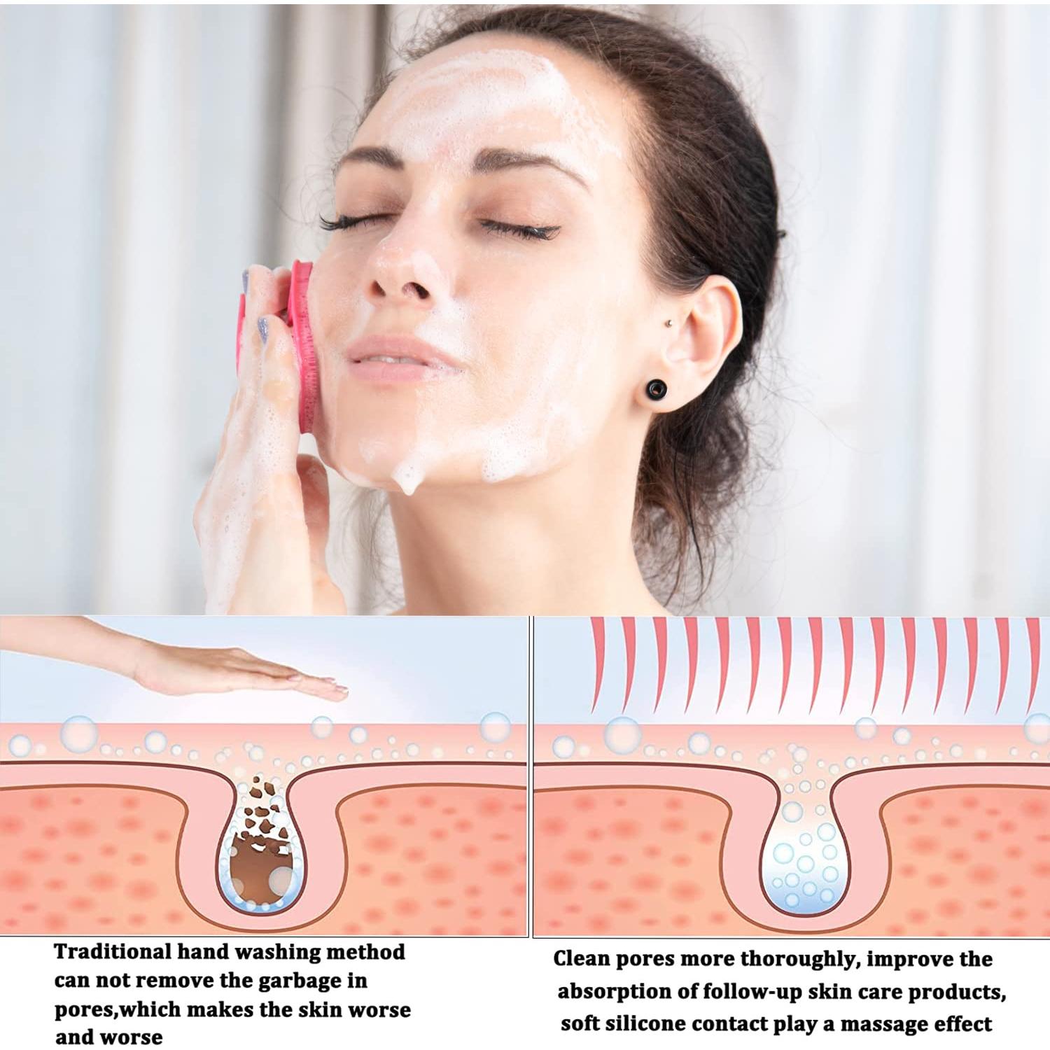 Esfregador Facial de Silicona HieerBus - Paquete de 2, 7.6cm